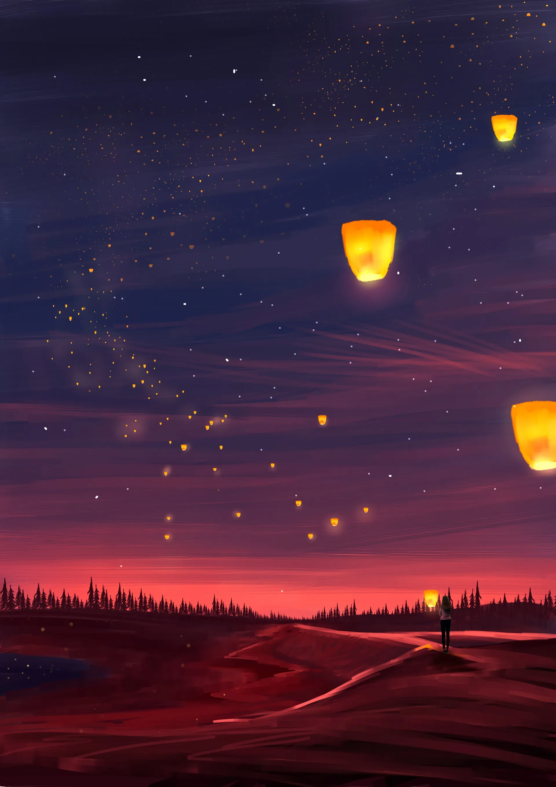 Sky Lanterns Festival Night for Google Pixel 9 Pro Wallpaper