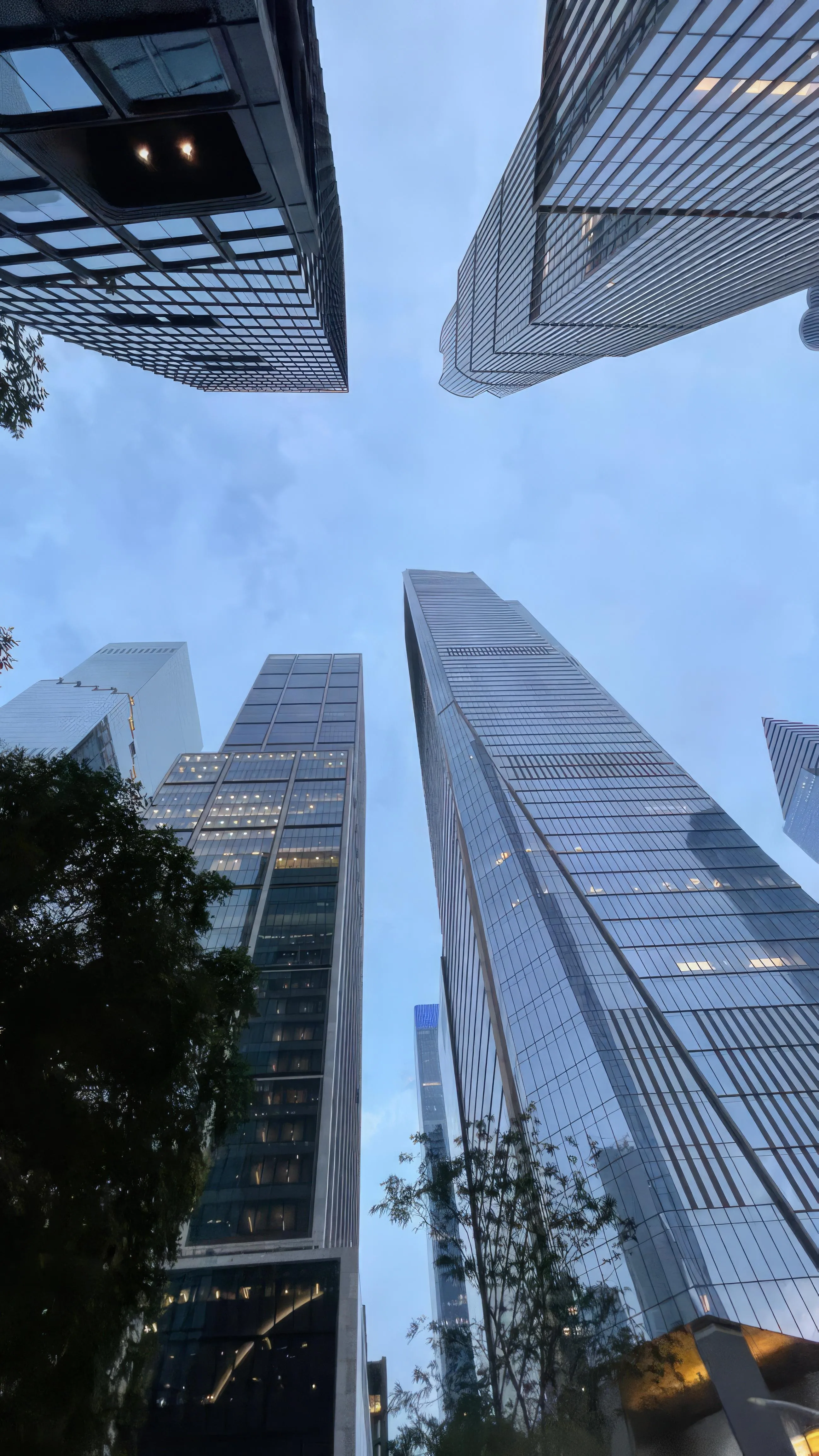 Skyscrapers Reflecting Sky in Urban Glass Buildings Image