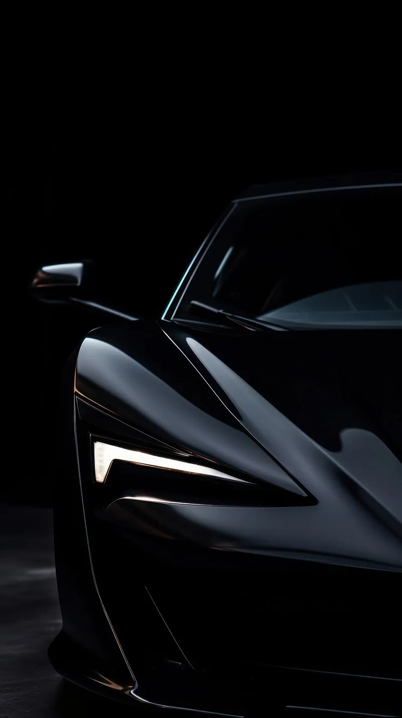 Sleek Black Sports Car Shining Under Minimal Lighting