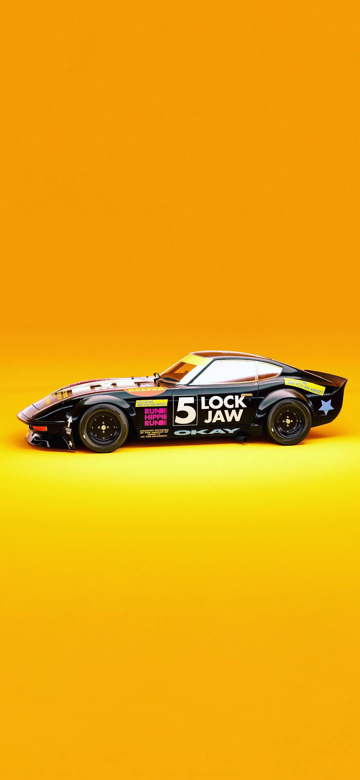 Sleek Yellow Sports Car on Minimalistic Yellow Background