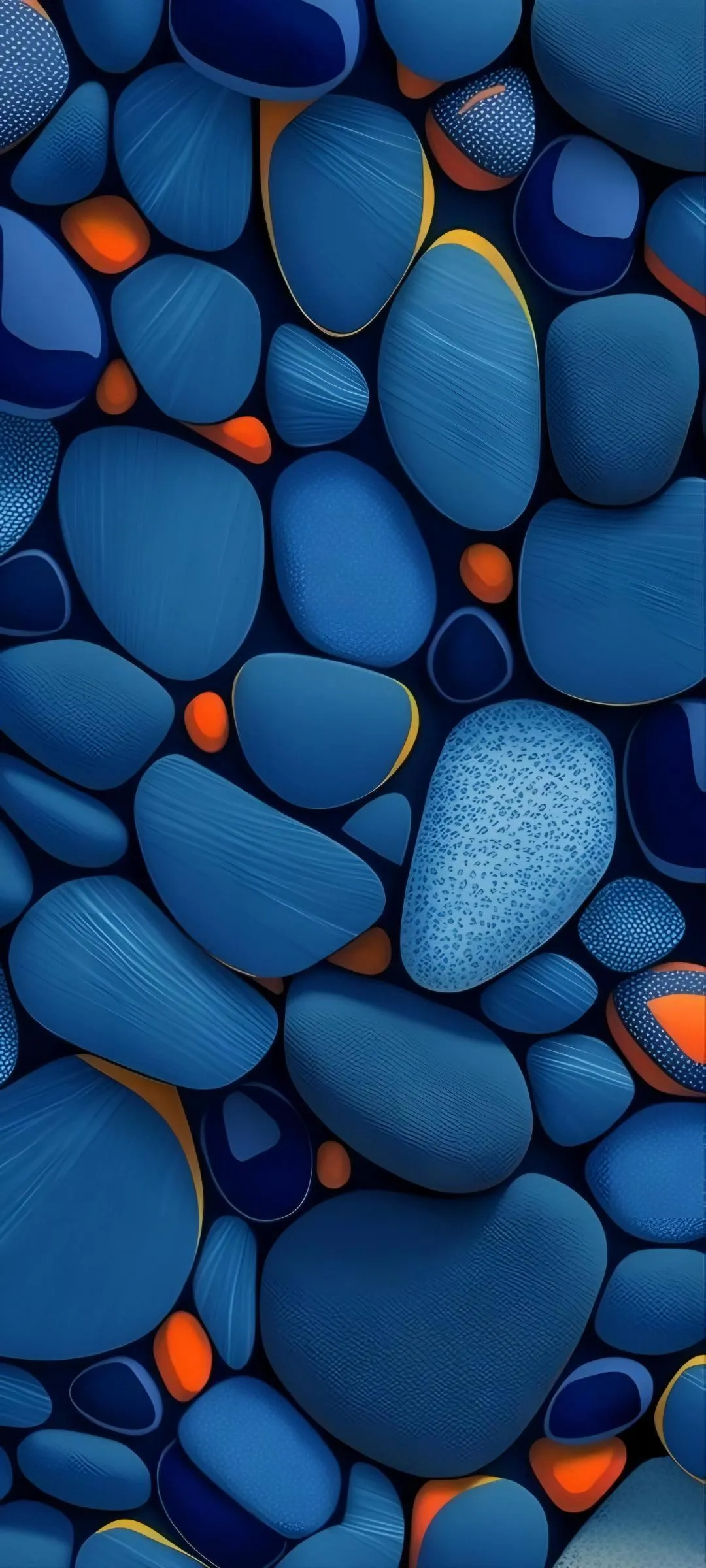 Smooth Blue Pebbles On Dark Surface For Abstract Wallpaper