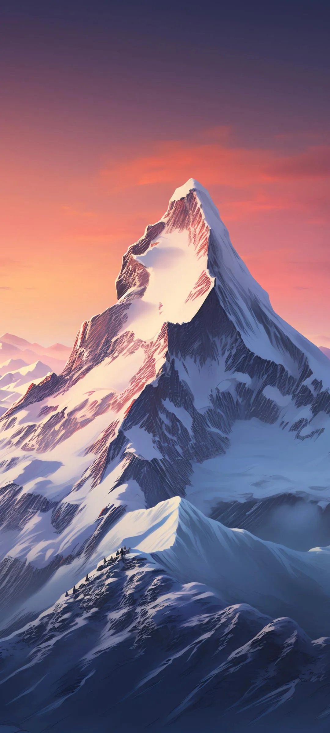 Snow Covered Mountain Peak Against Clear Sky in Daylight