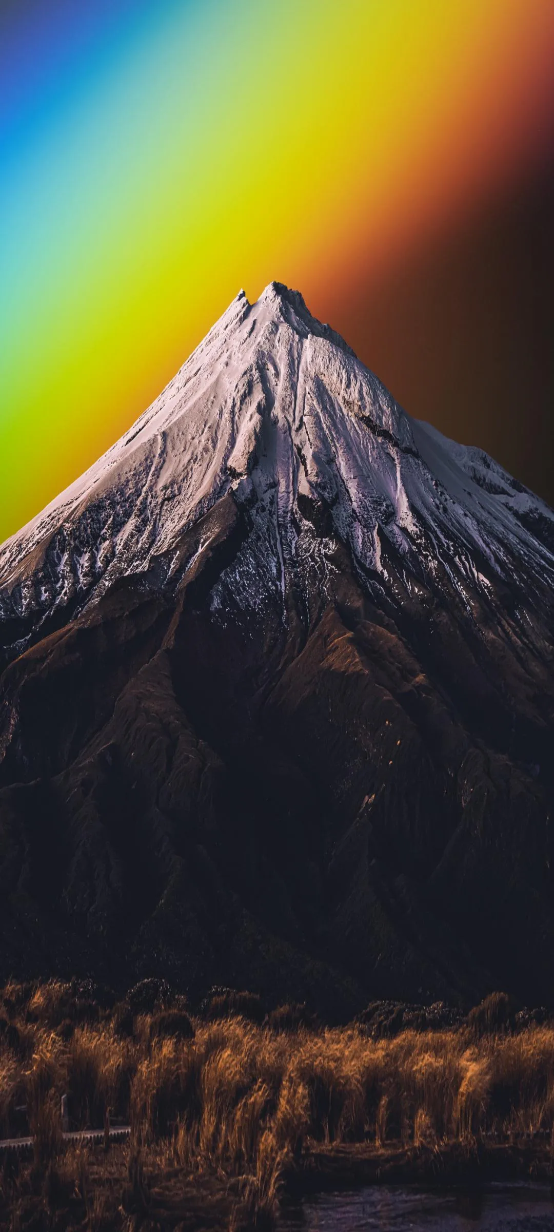 Snow Covered Mountain With Colorful Sunset Sky Wallpaper