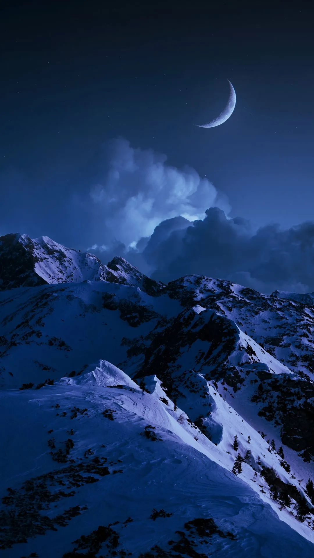 Snow Mountain Night Sky for iPhone 14 Plus Wallpaper