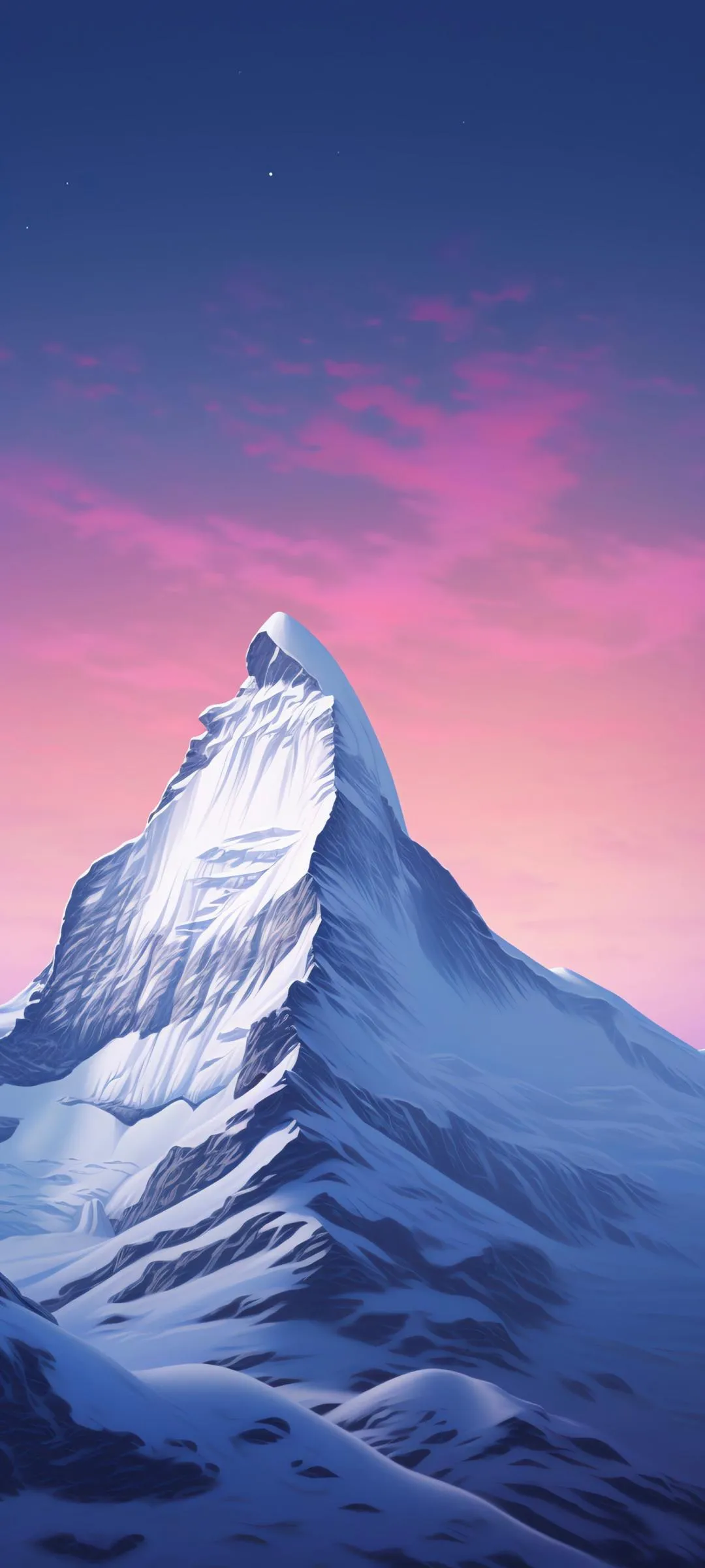 Snowy Mountain Peak Under Bright Blue Sky Wallpaper