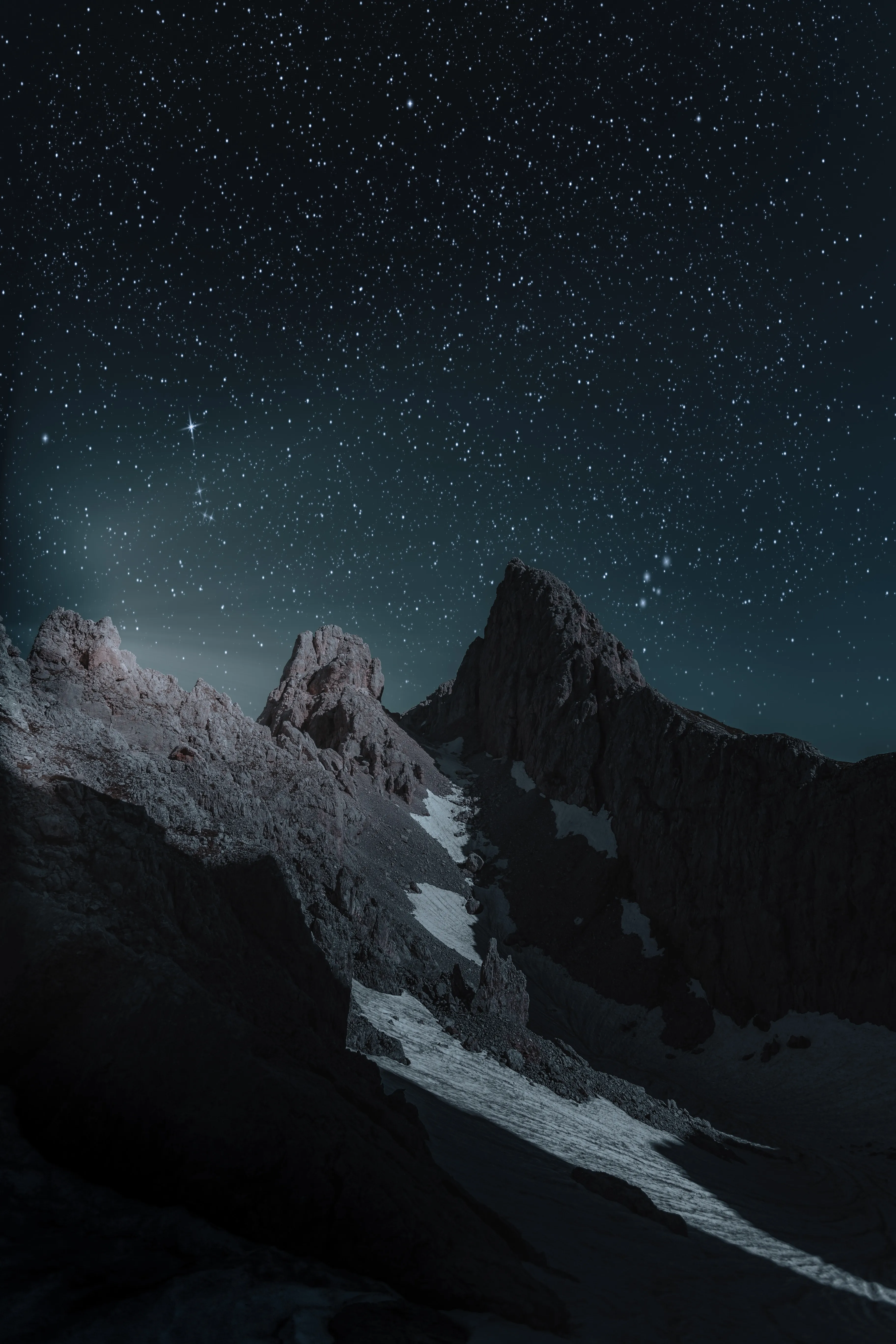 Snowy Mountain Peaks Under Clear Starry Sky Night Iphone Pic