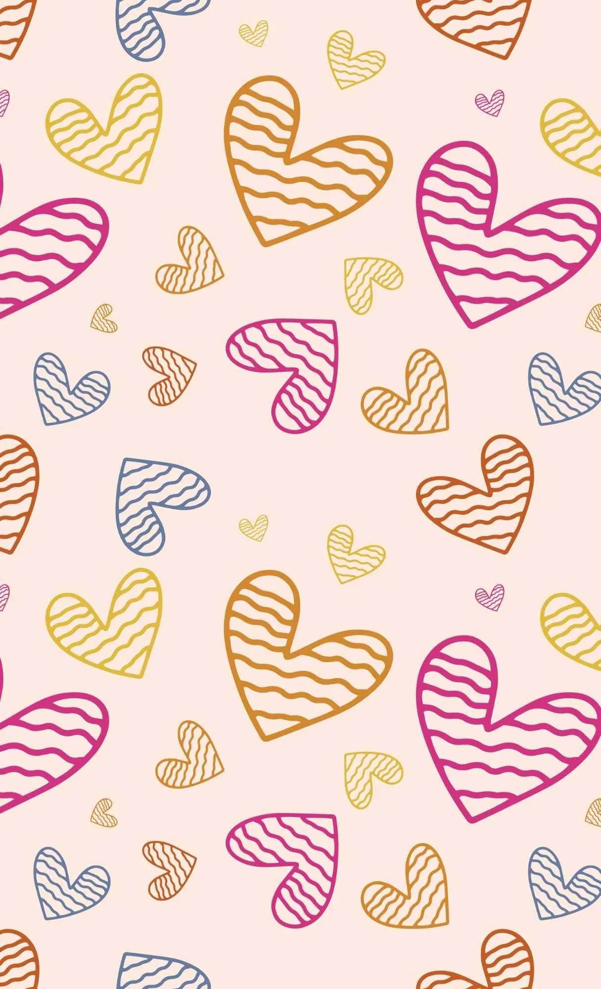 Soft Pattern of Hearts in Pastel Colors on Pale Canvas