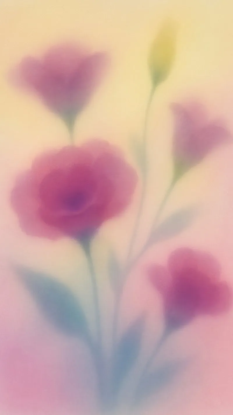 Soft Pink and Yellow Flowers Painted in a Calm Pastel Style