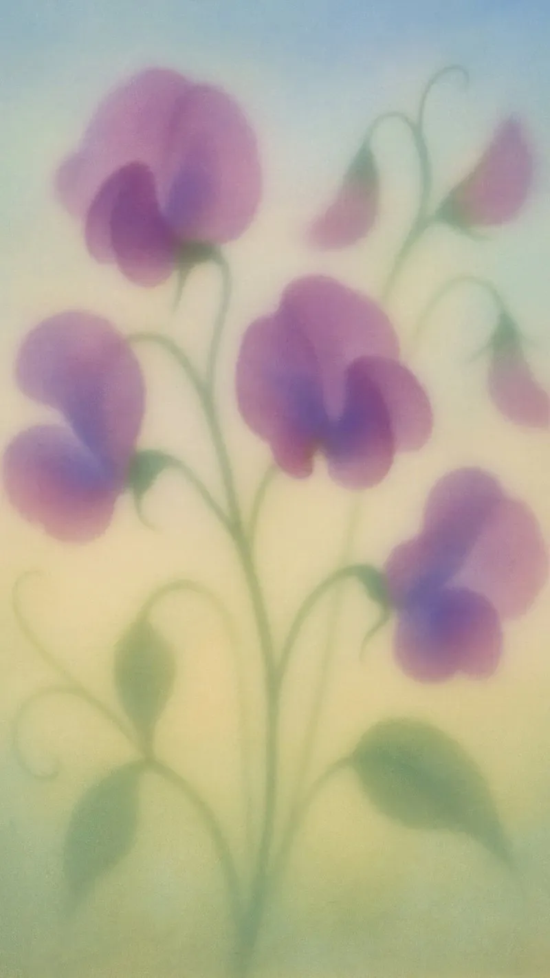 Soft Watercolor Flowers Painted in Gentle Pastel Toned Style