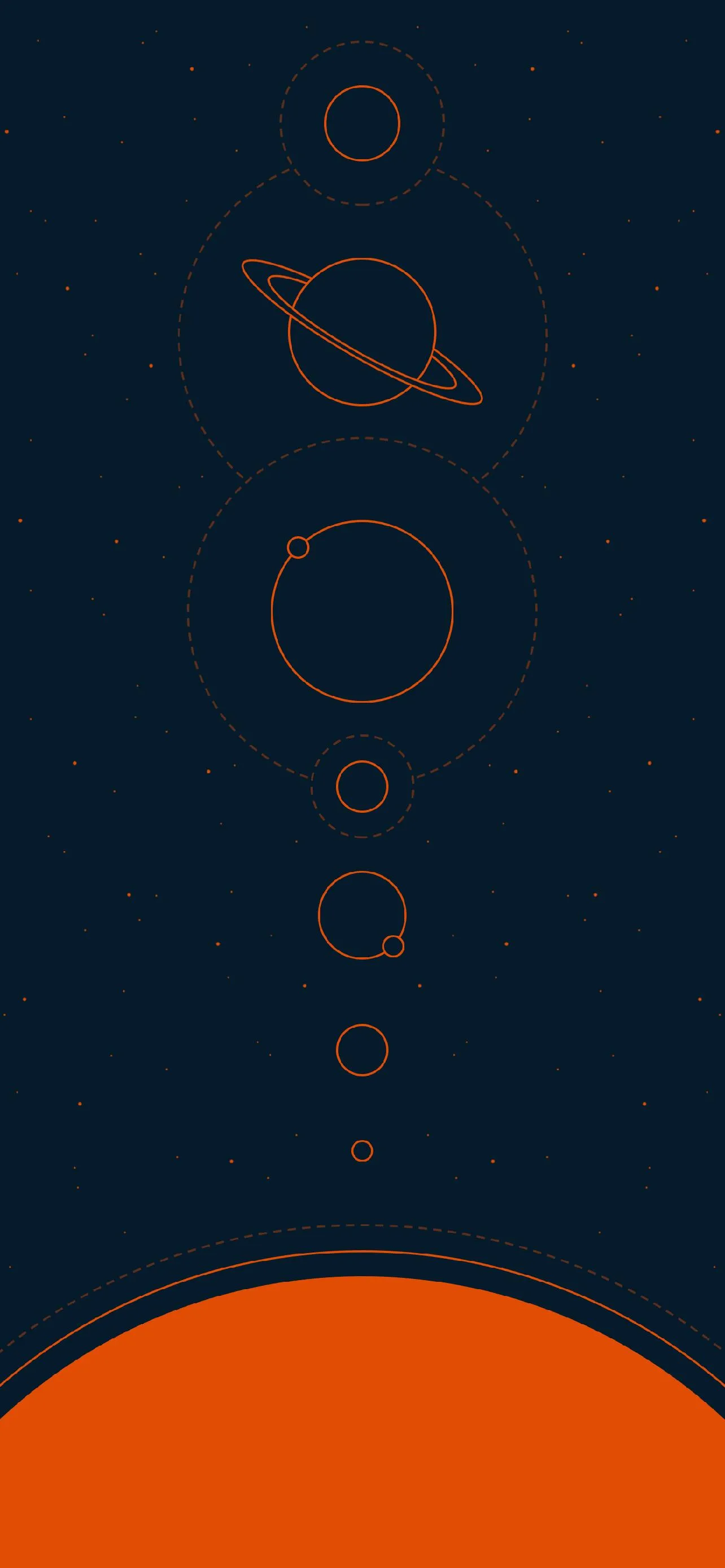 Space Planet Theme with Orange Minimal Layout Wallpaper
