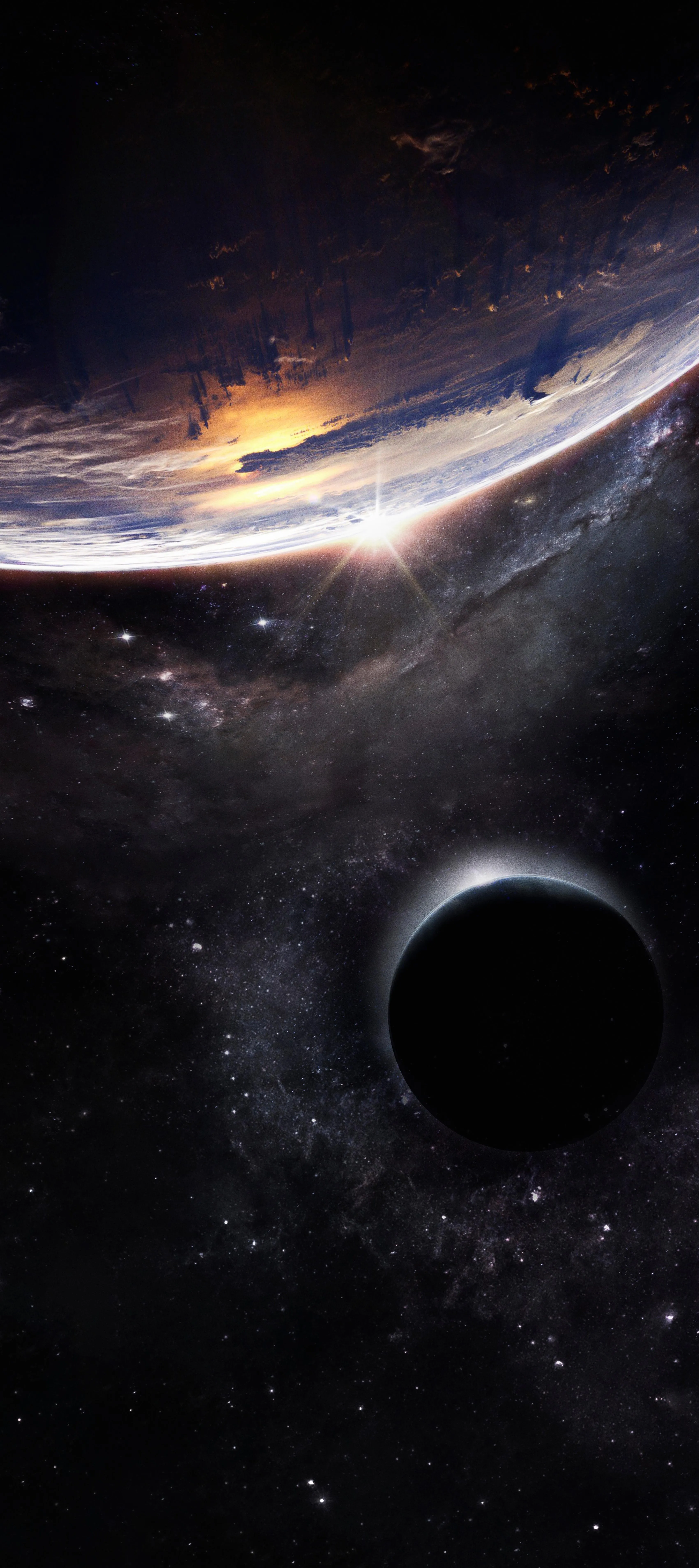 Space Scene Showing Galaxy and Black Hole in Distant Universe