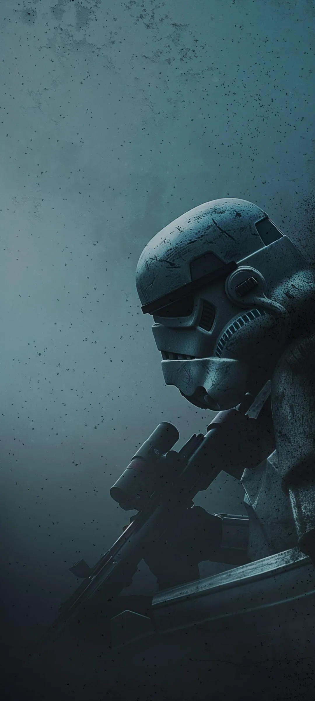 Space Soldier in Gray Armor with Deep Shadow Lighting