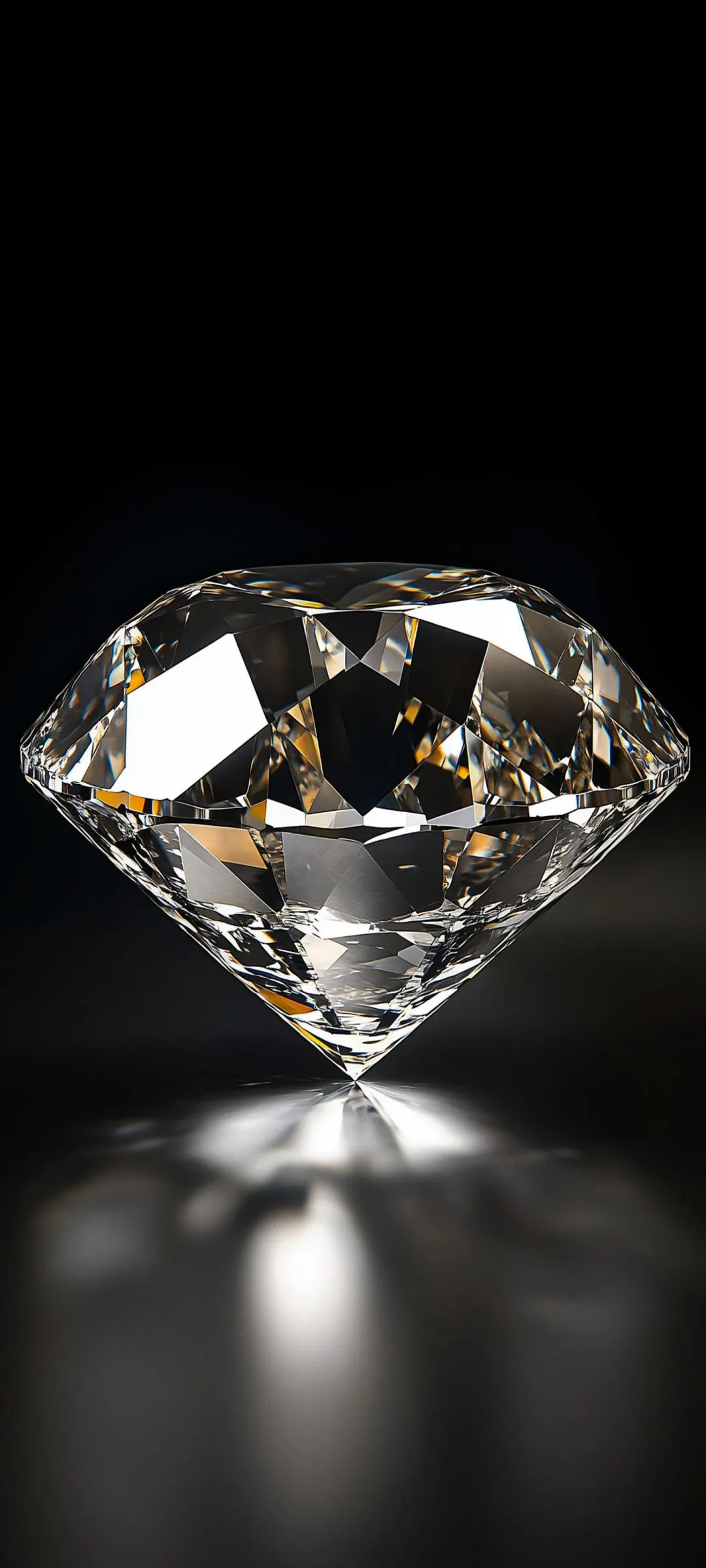 Sparkling Diamond on Black Reflective Surface Wallpaper