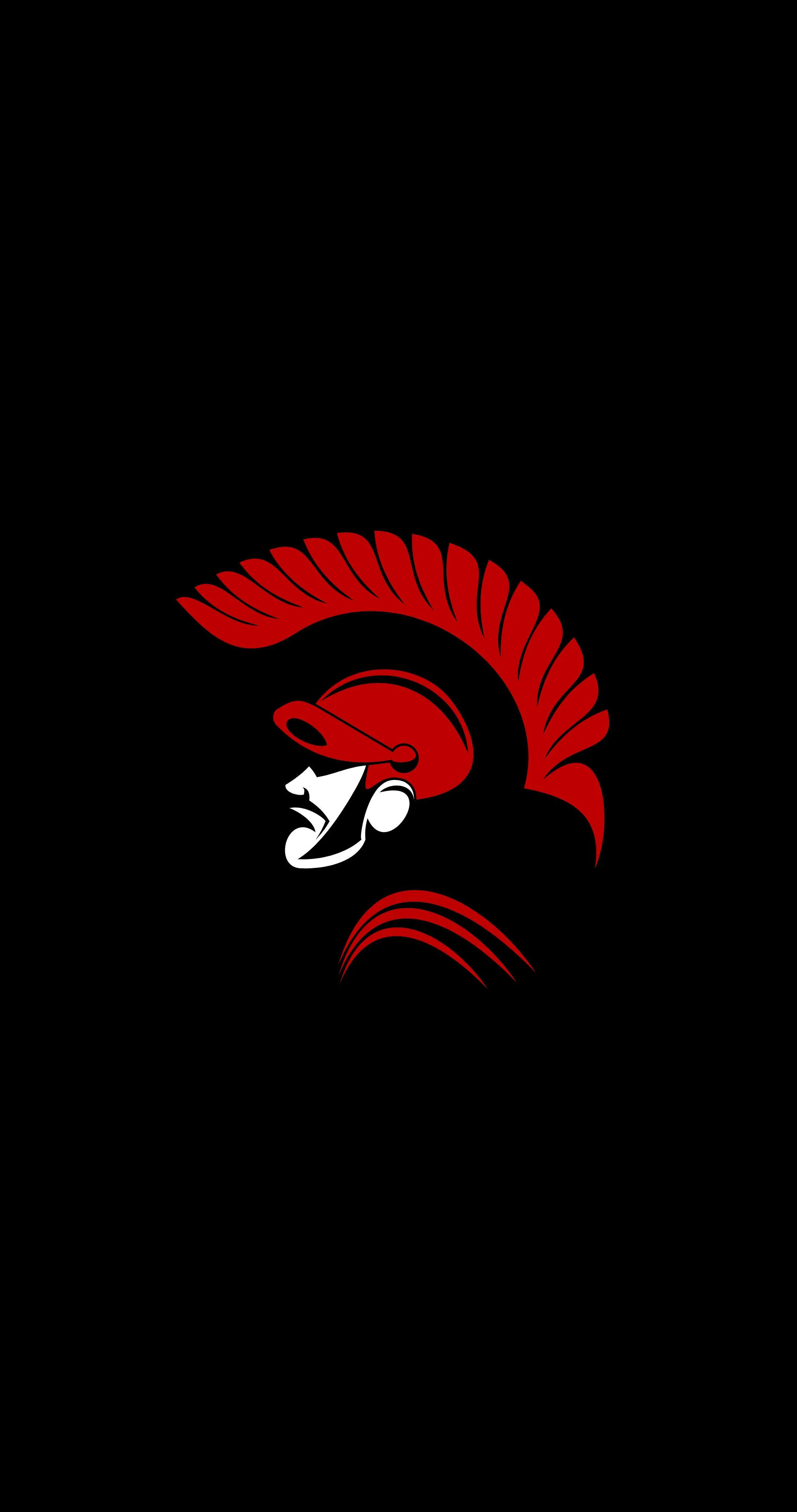 Spartan Helmet Symbol With Red Detail On Dark Theme