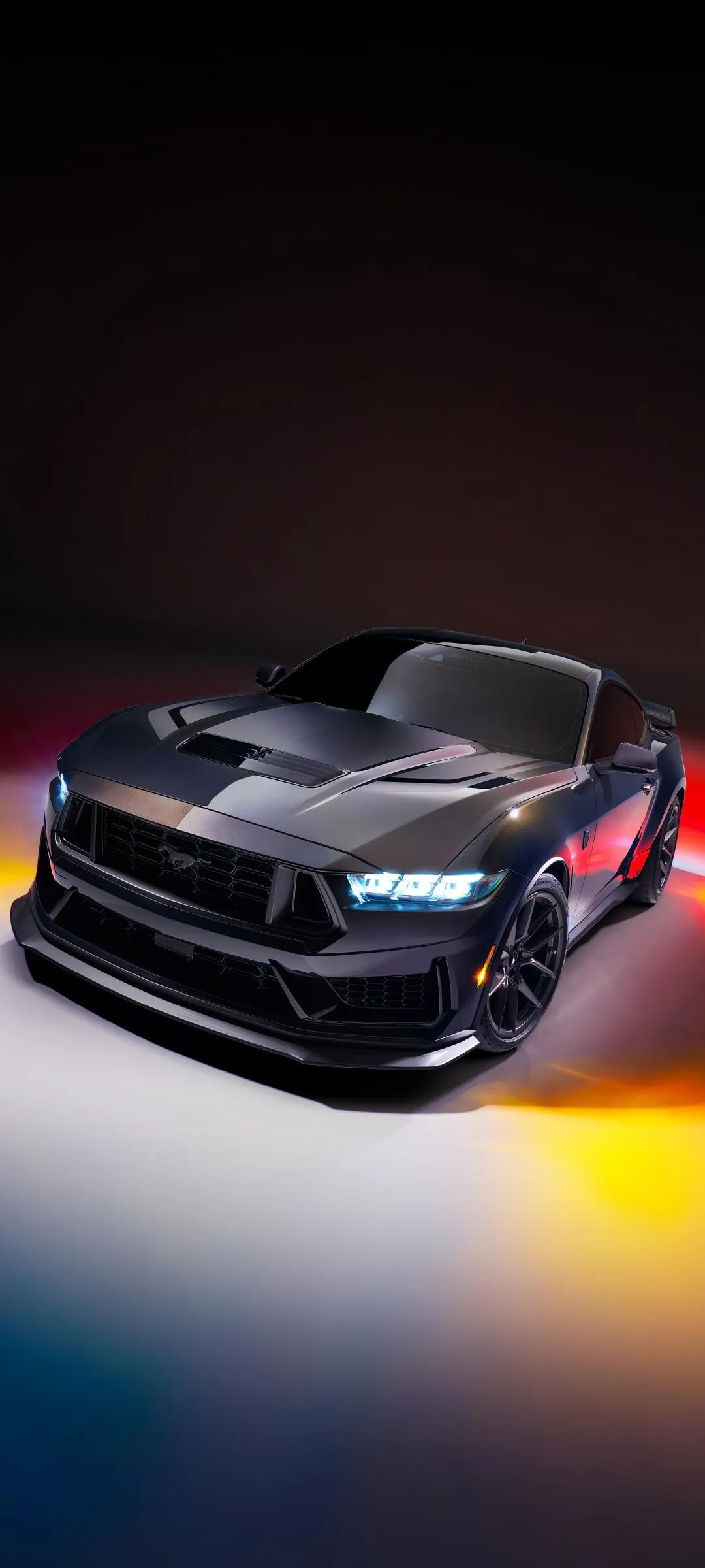 Speeding Black Sports Car Glow Night Mobile Wallpaper