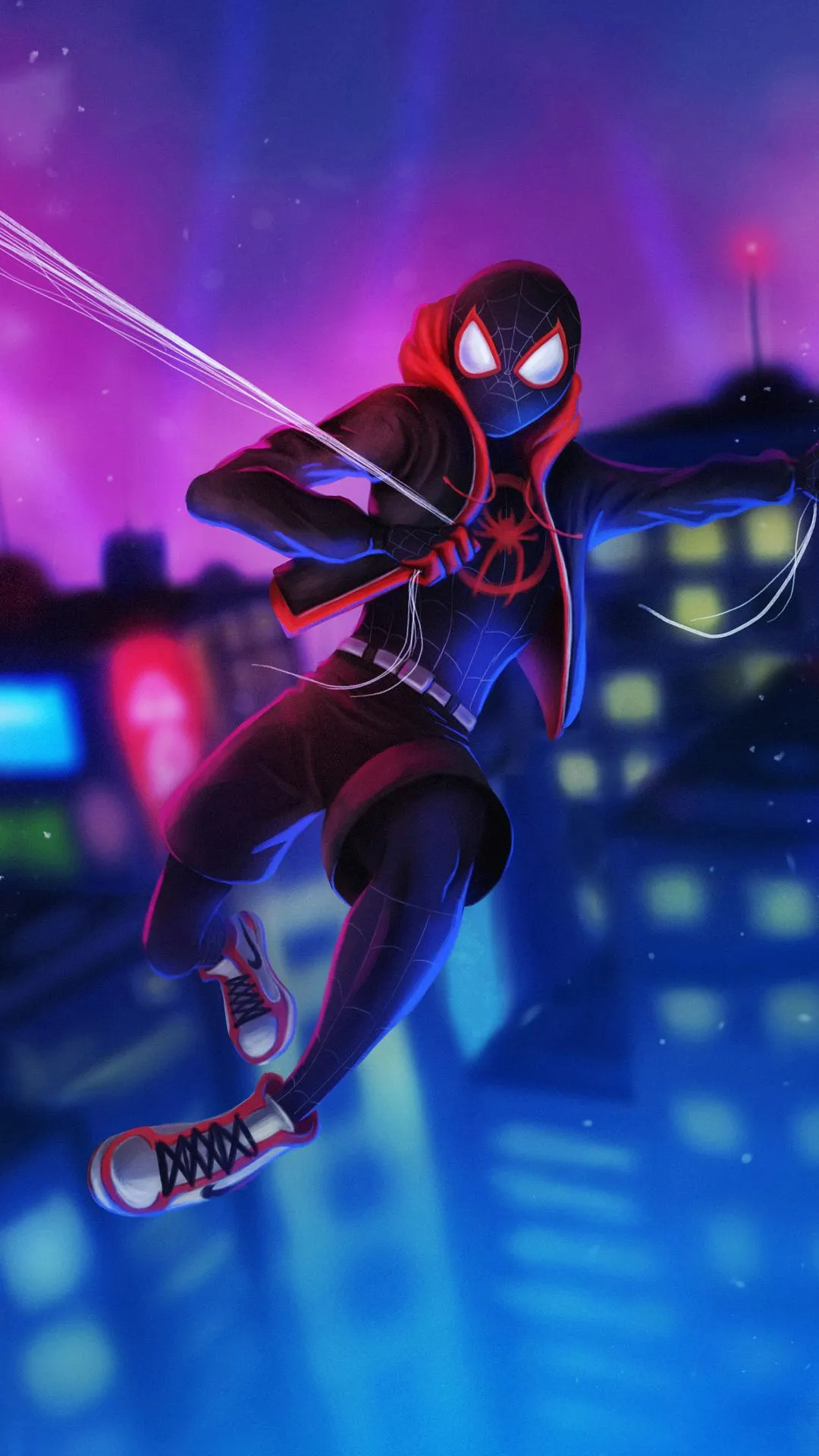 Spider Hero Night City Mobile Wallpaper Adventure Pose