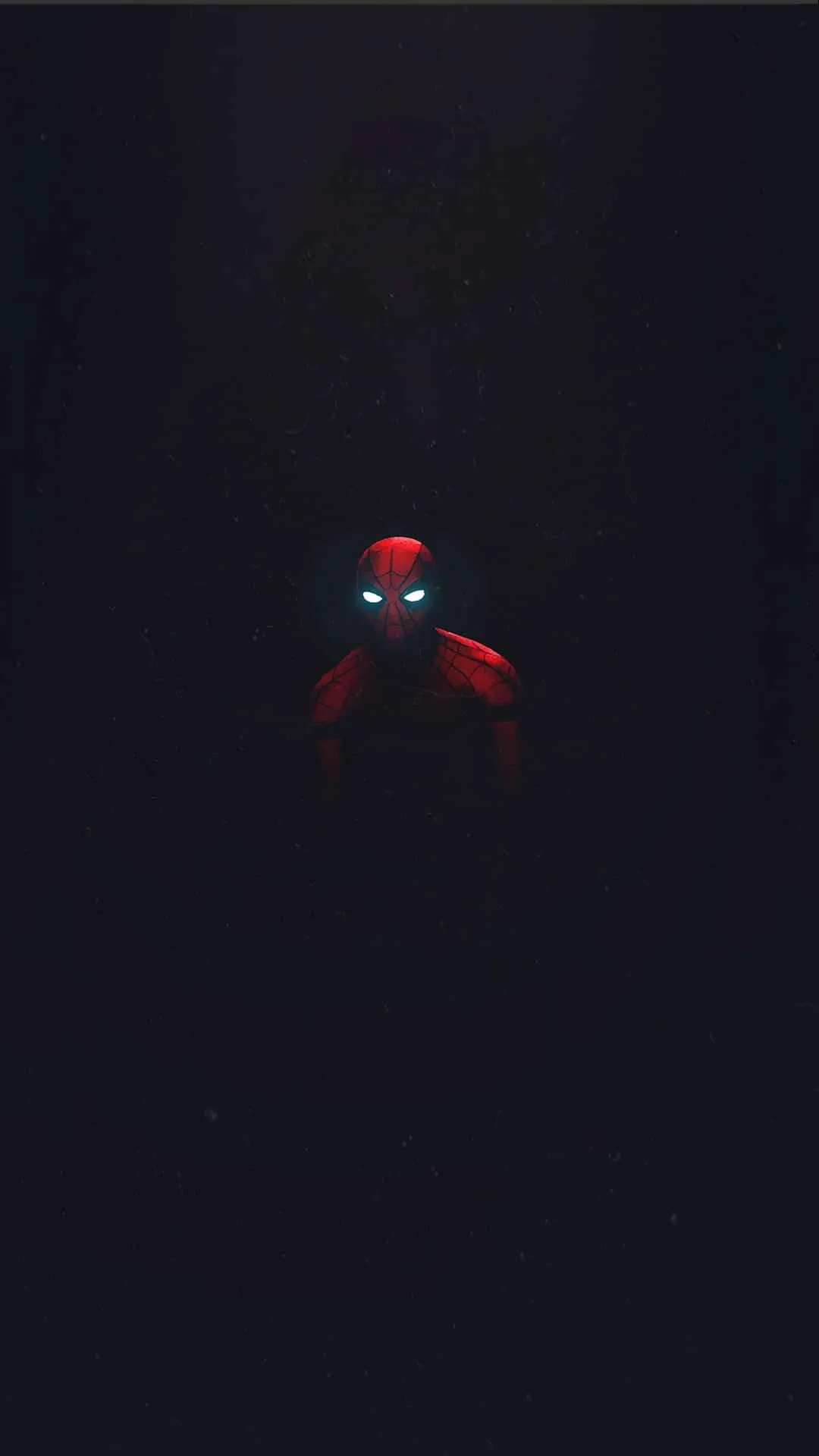 Spider Man Emerging from Darkness with Glowing Eyes