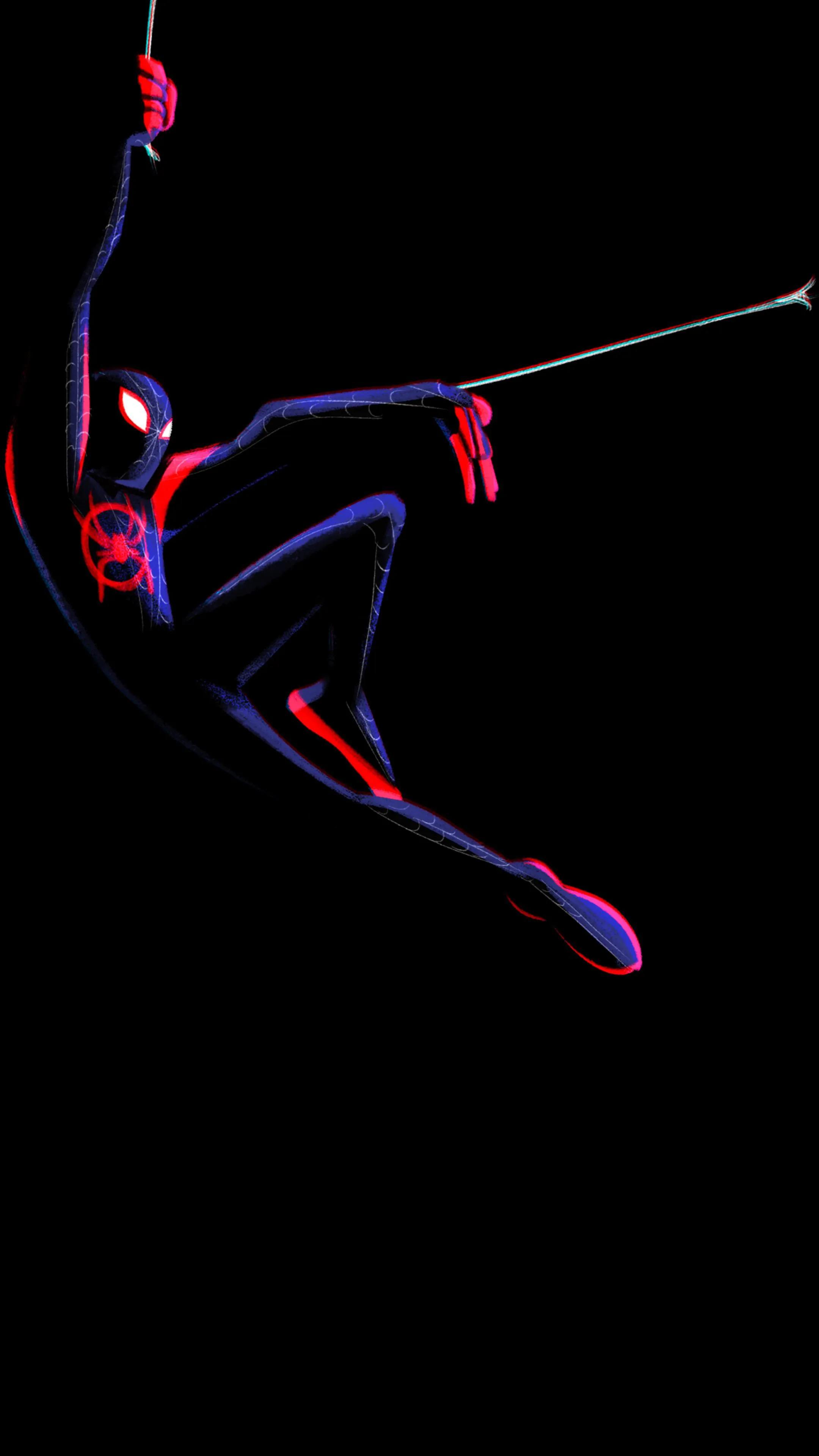 Spider Themed Hero Pose on Black Background Art Wallpaper