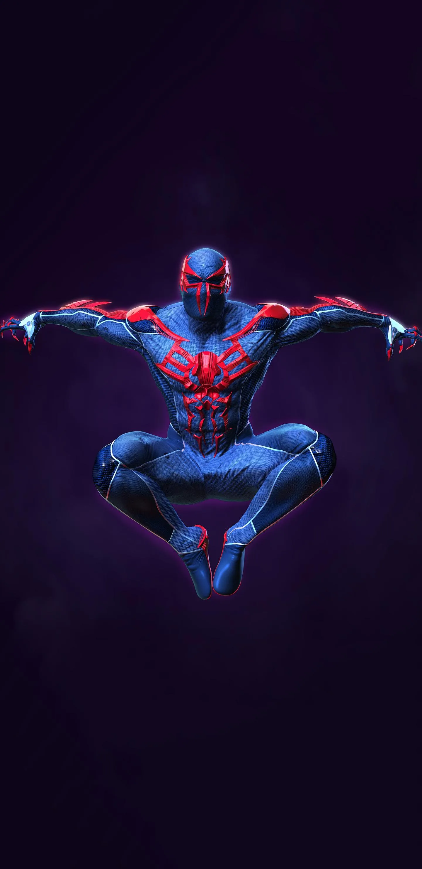 Spiderman Floating Mid Air with Glowing Red Web Powers