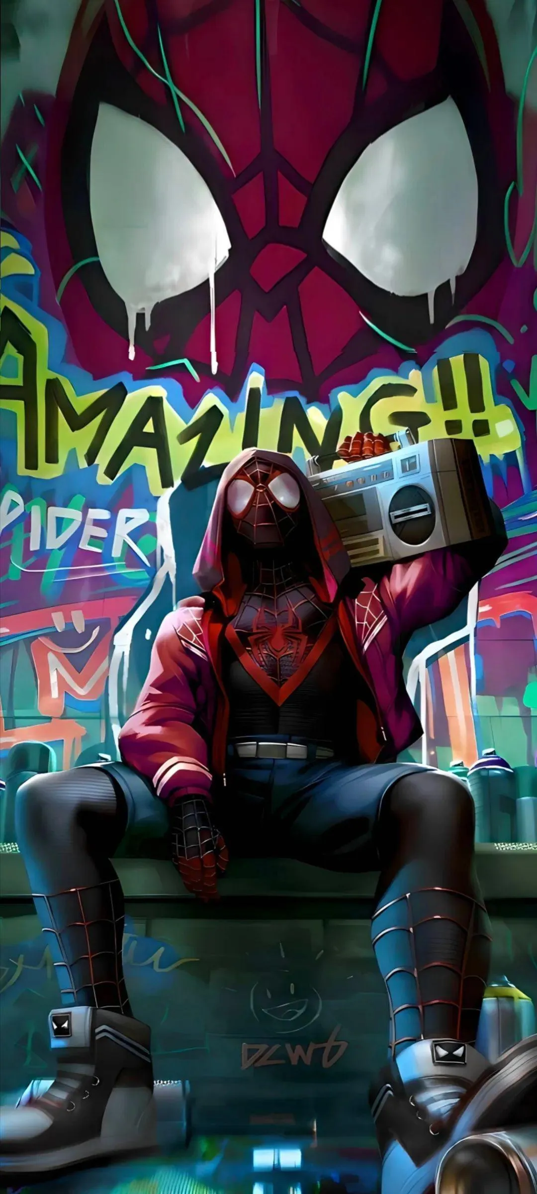 Spiderman Graffiti Art on Urban Wall in Stylized Design