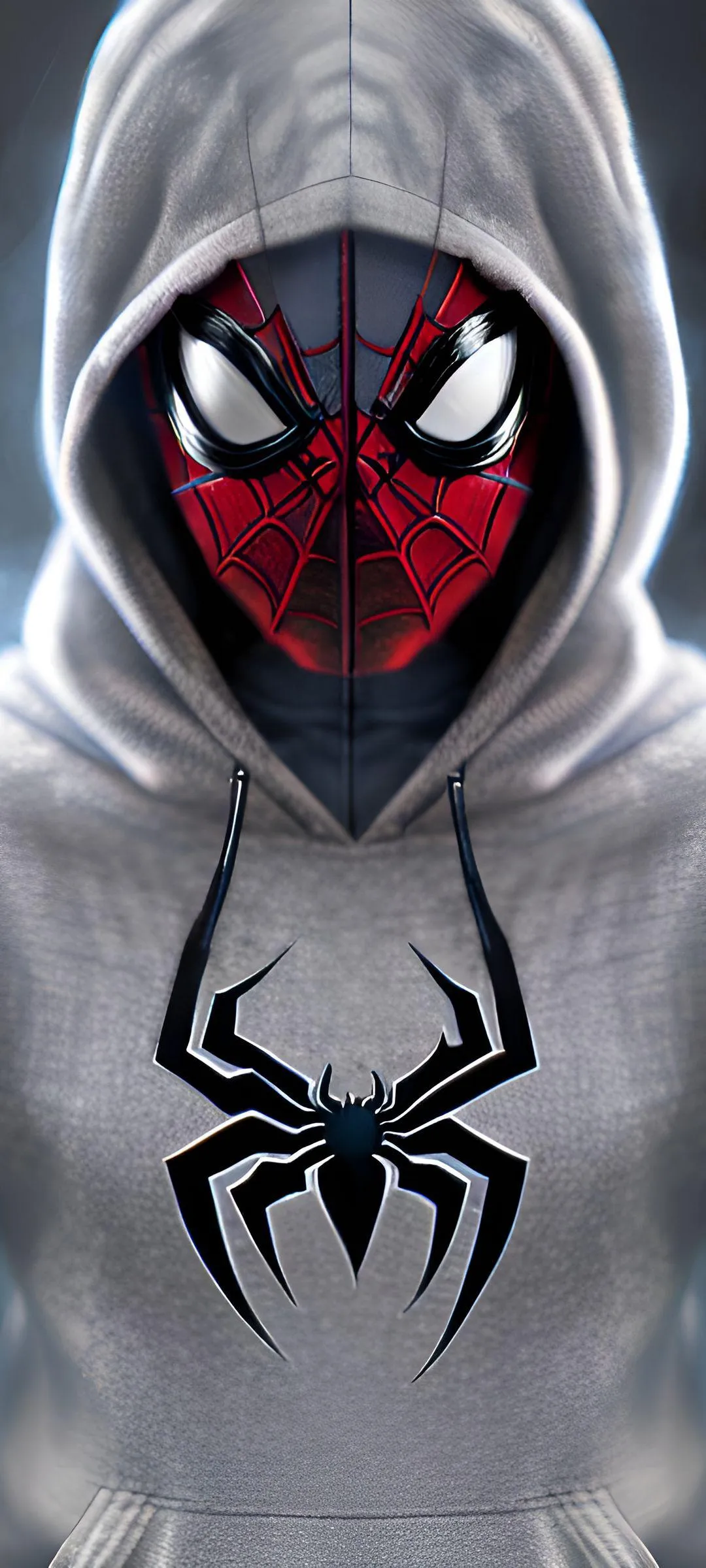 Spiderman Hoodie Fan Art Mobile Wallpaper Red Gray