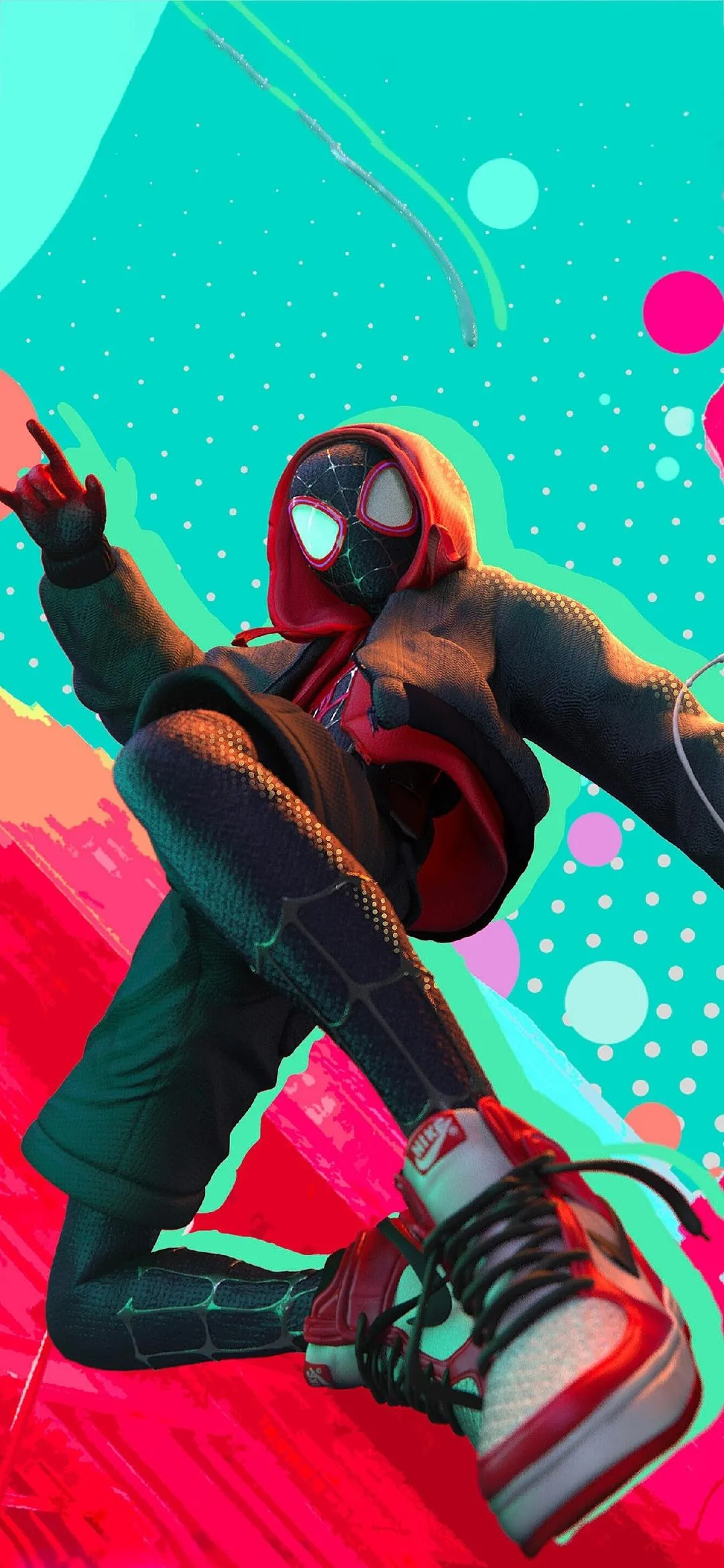 Spiderman in Action Pose with Bright Teal Background
