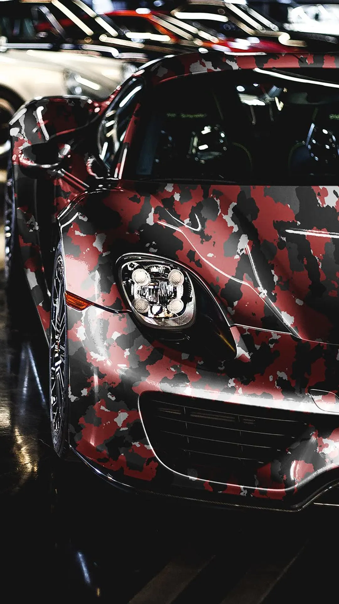 Sports Car Headlights in Moody Shadow Environment Wallpaper