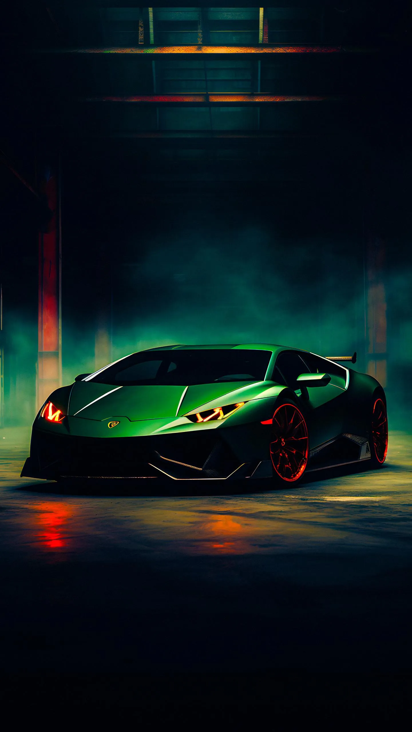 Sports Car in Neon Glow With Futuristic Background
