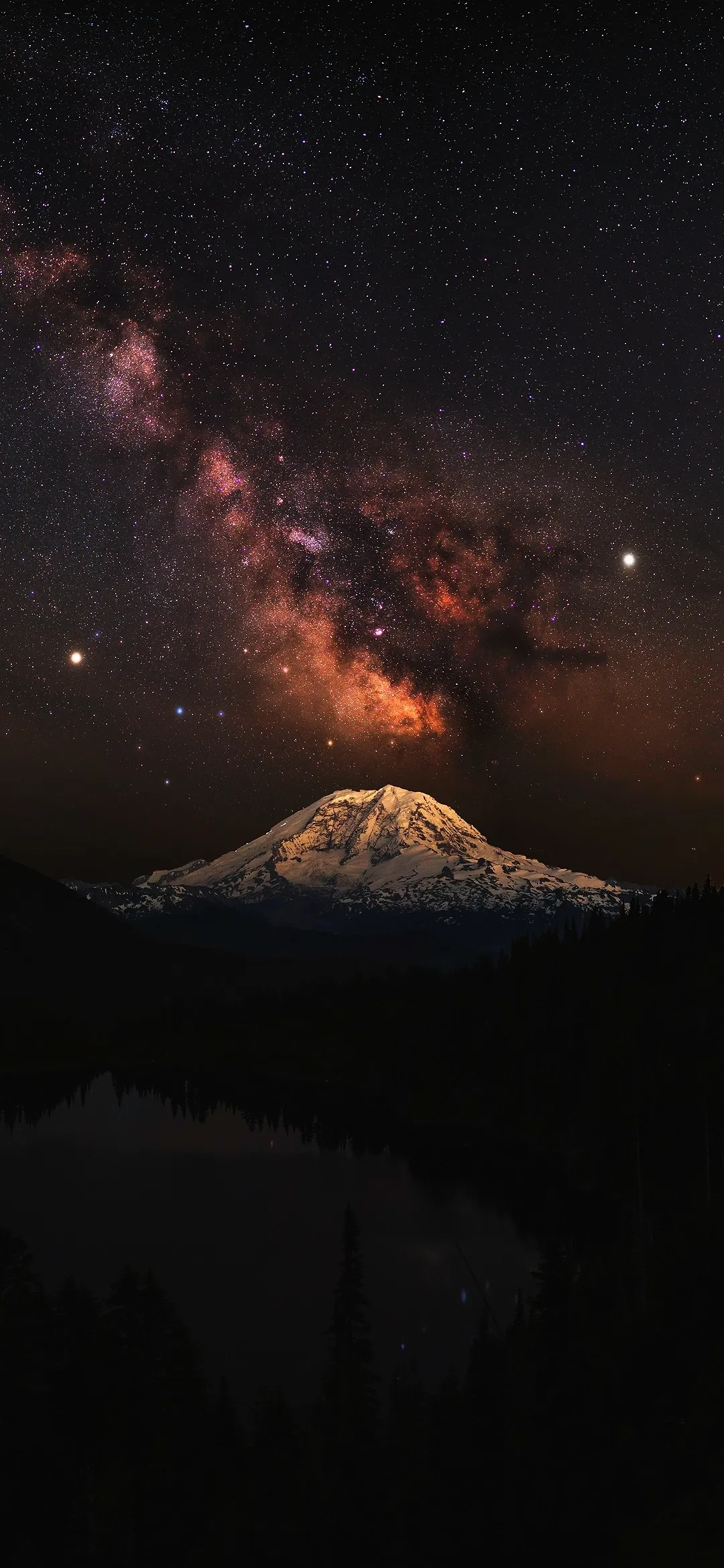 Starry Milky Way Over Night Mountain Range Wallpaper