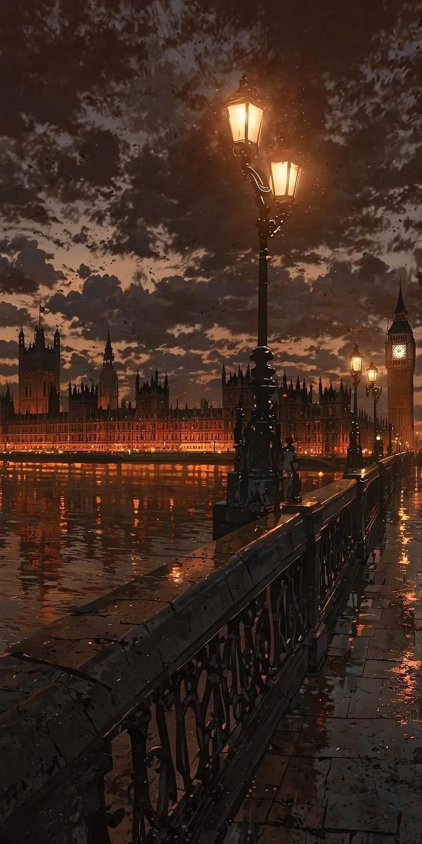 Street View at Night with Warm Lights and Urban Mood