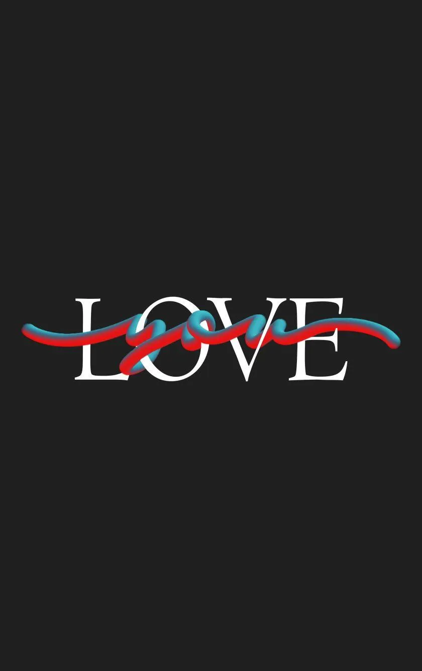 Strikethrough Love Word Indicating Broken Relationship