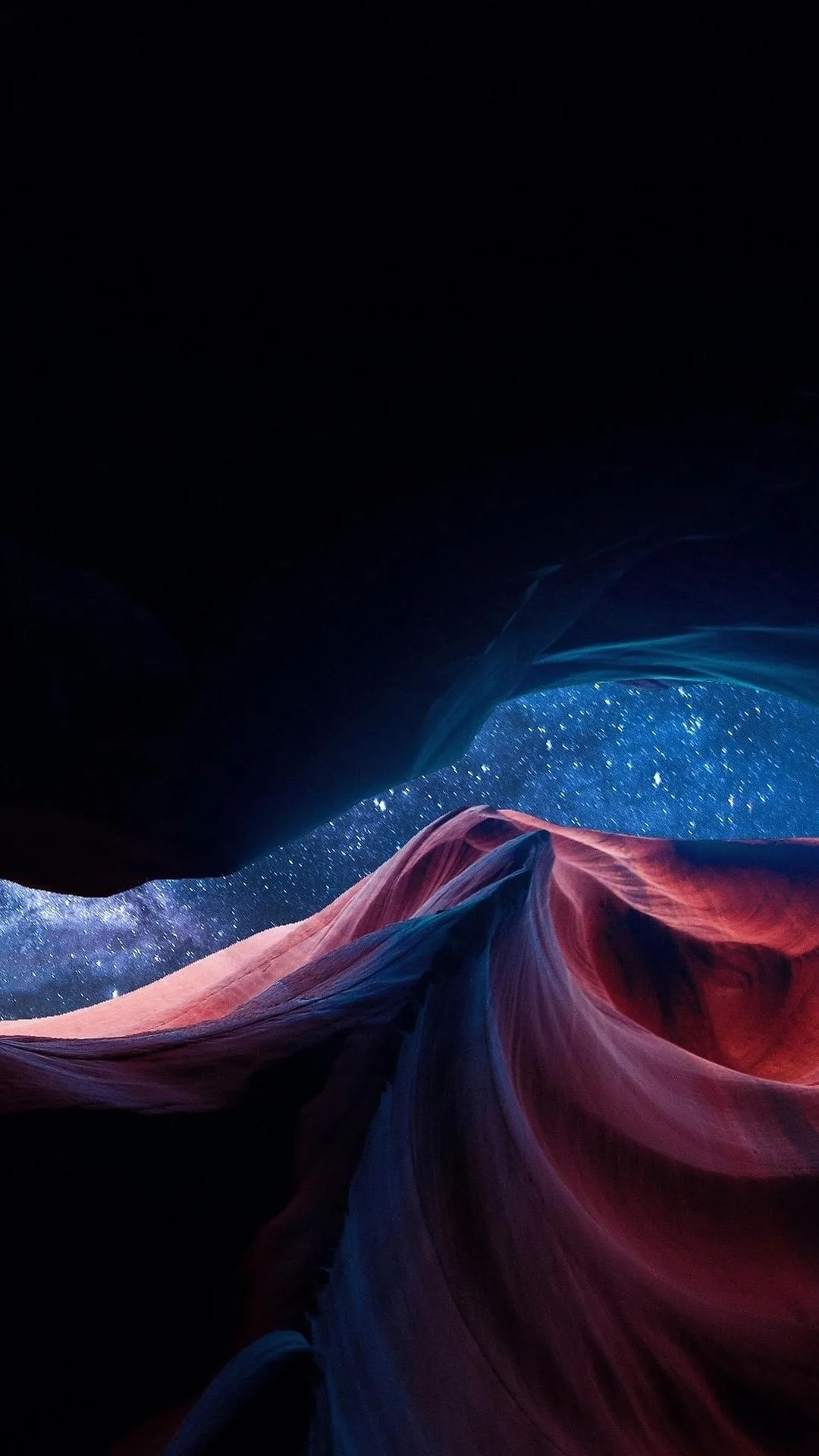 Striking Abstract Red and Blue Waves Mobile Wallpaper Art