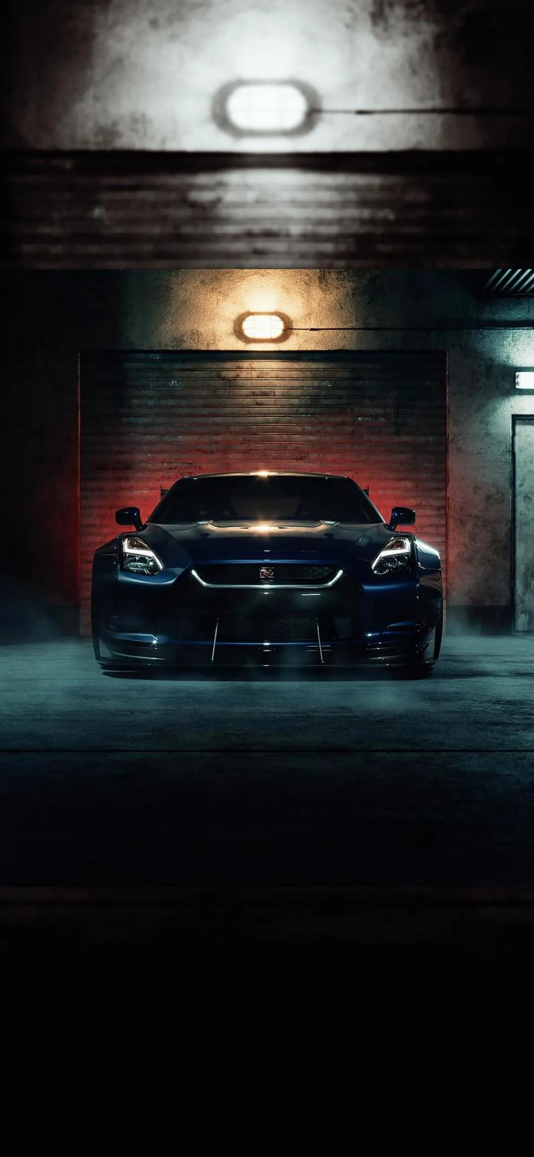 Striking Sports Car Garage Lighting Reflection Wallpaper