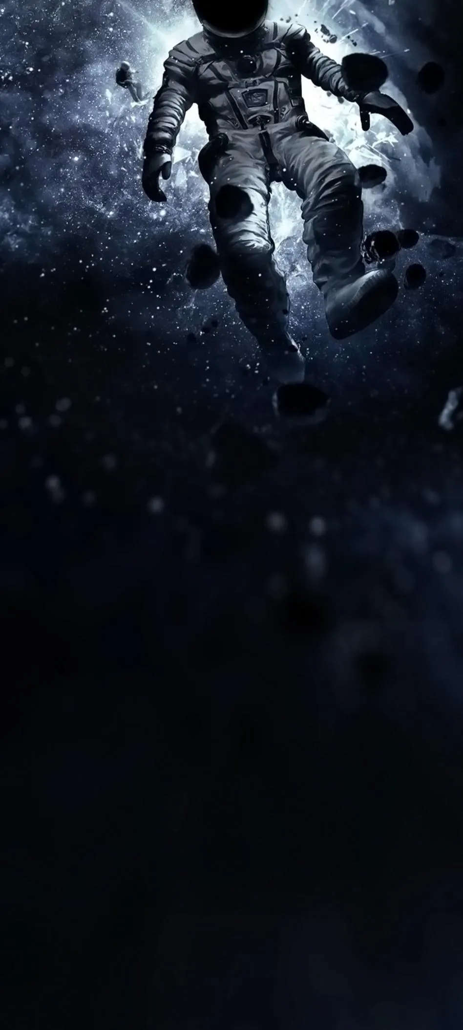 Stunning Astronaut Floating in Space Dark Mobile Wallpaper