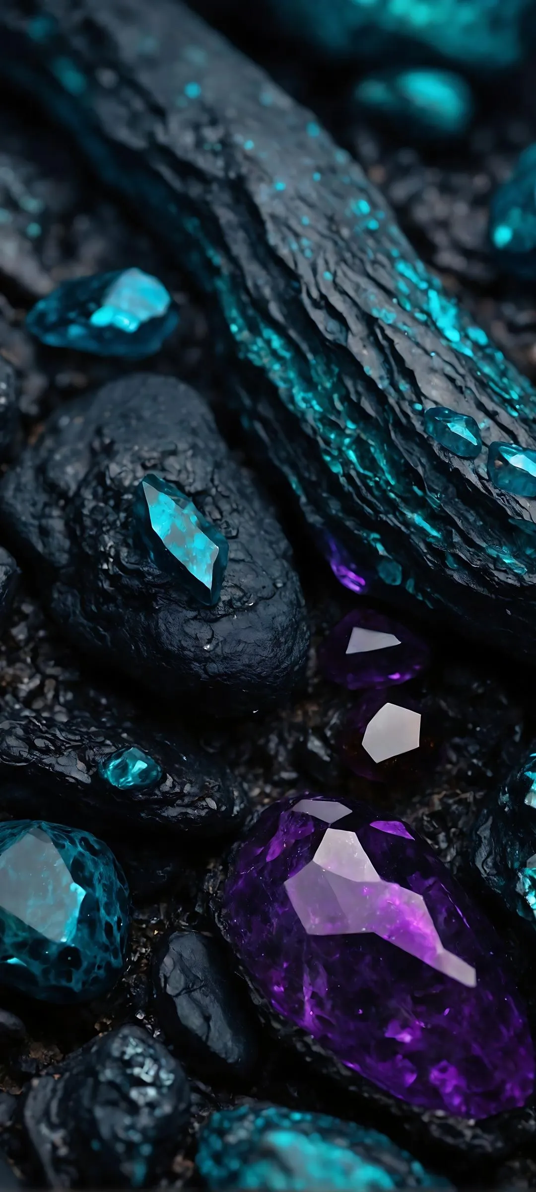 Stunning Emerald and Amethyst Crystals Close Up View