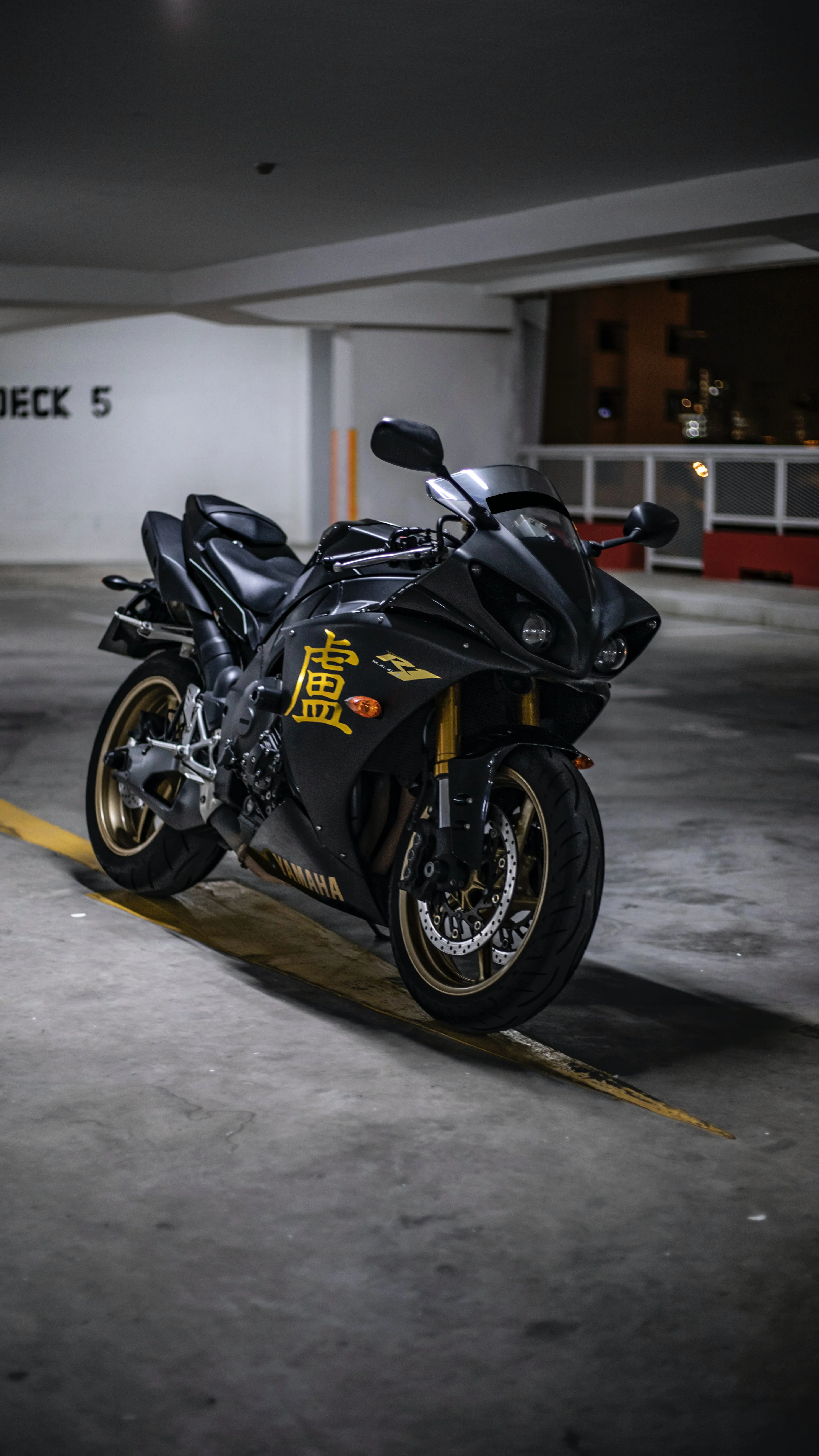 Stunning Sport Bike Parked in Modern Urban Parking Garage