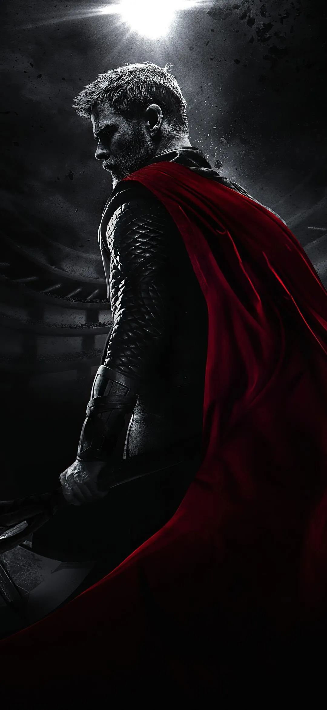 Stunning Thor Character in Shadow Artistic Mobile Wallpaper