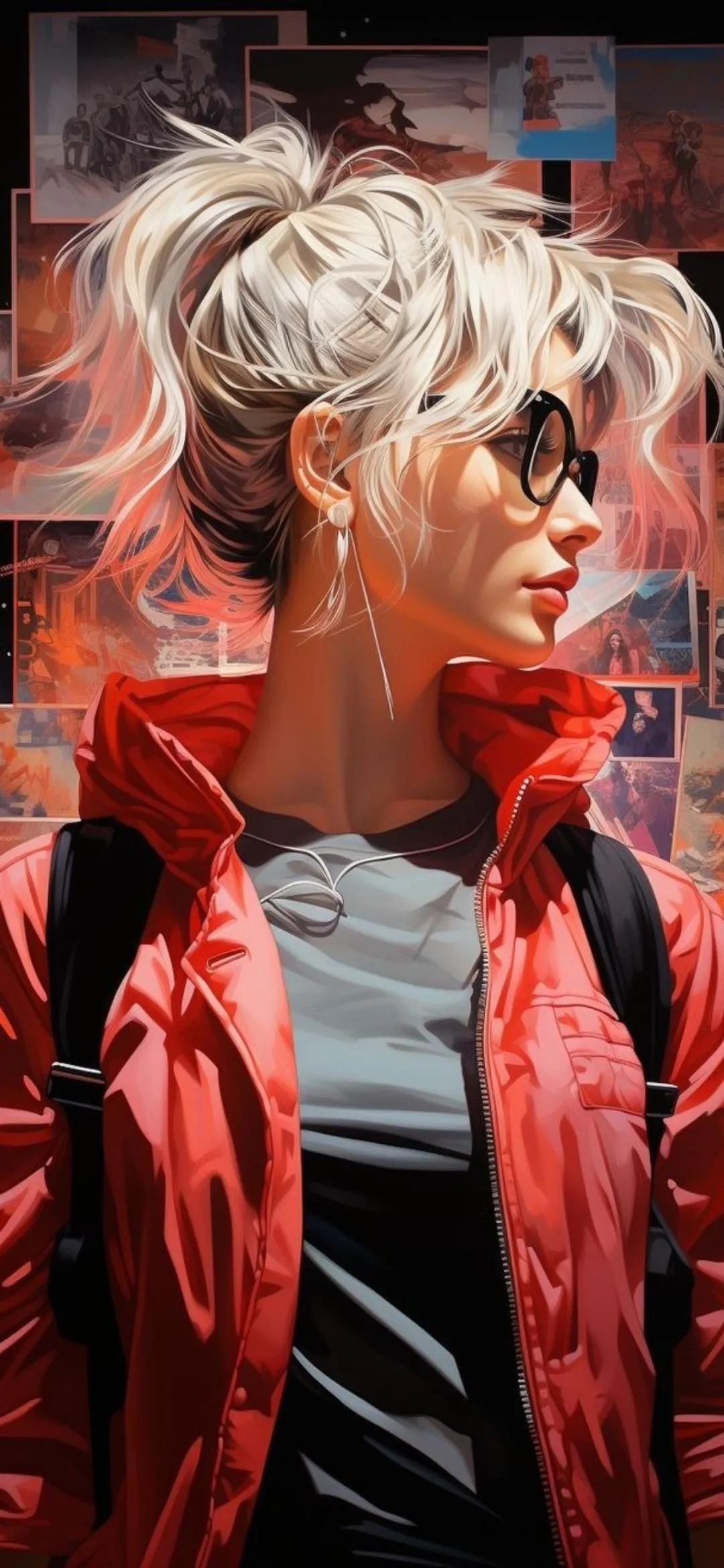 Stylish Lady in Red Jacket with Artistic Vapor Effect