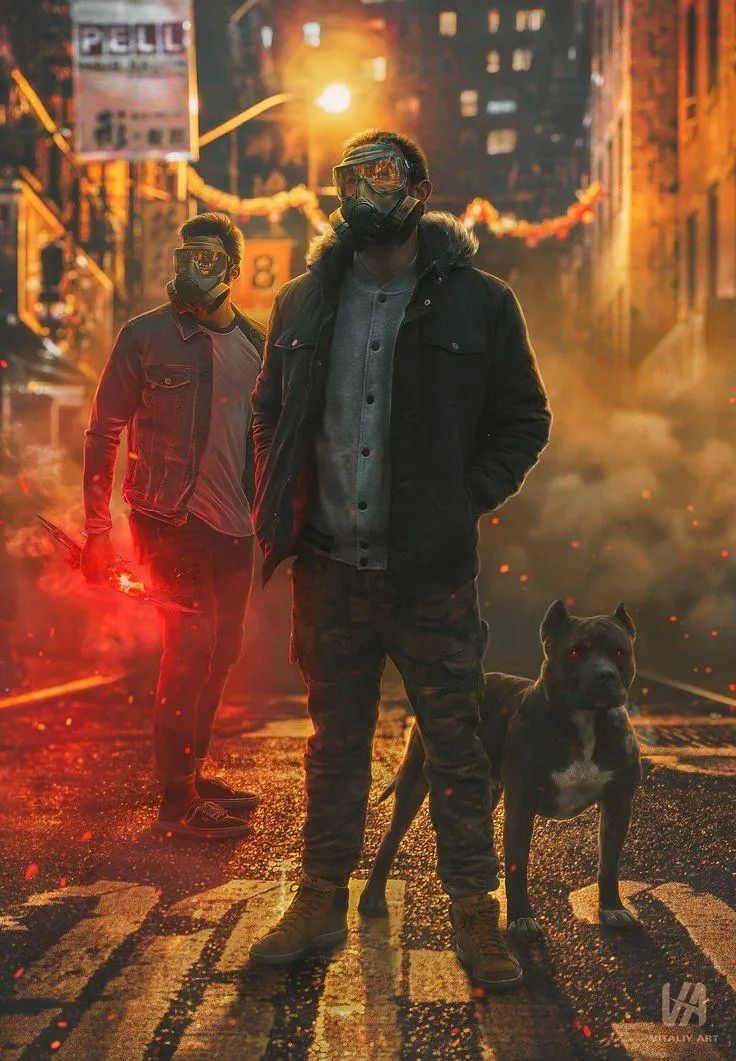 Stylish Man Standing Near City Lights in Winter Wallpaper