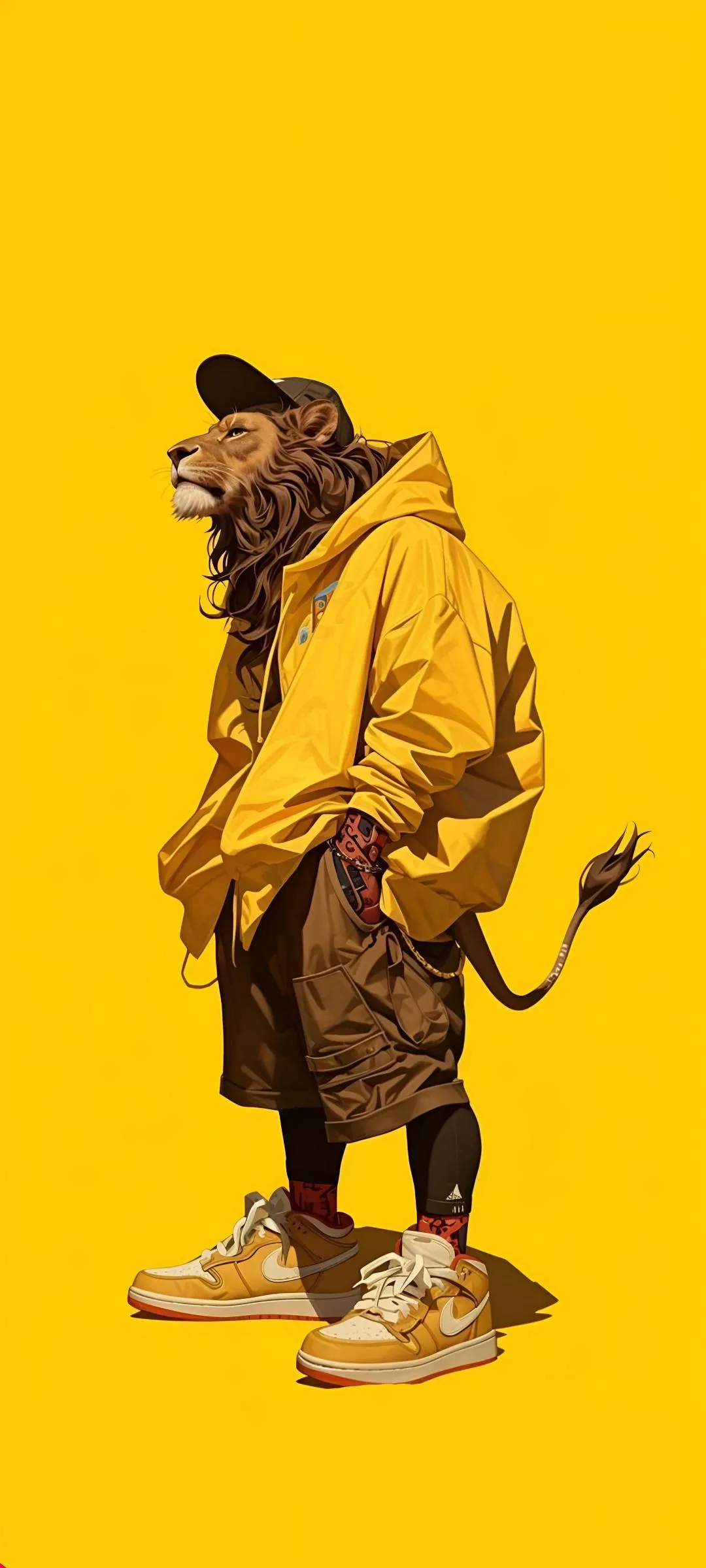 Stylized Character in Yellow Background Artwork Wallpaper