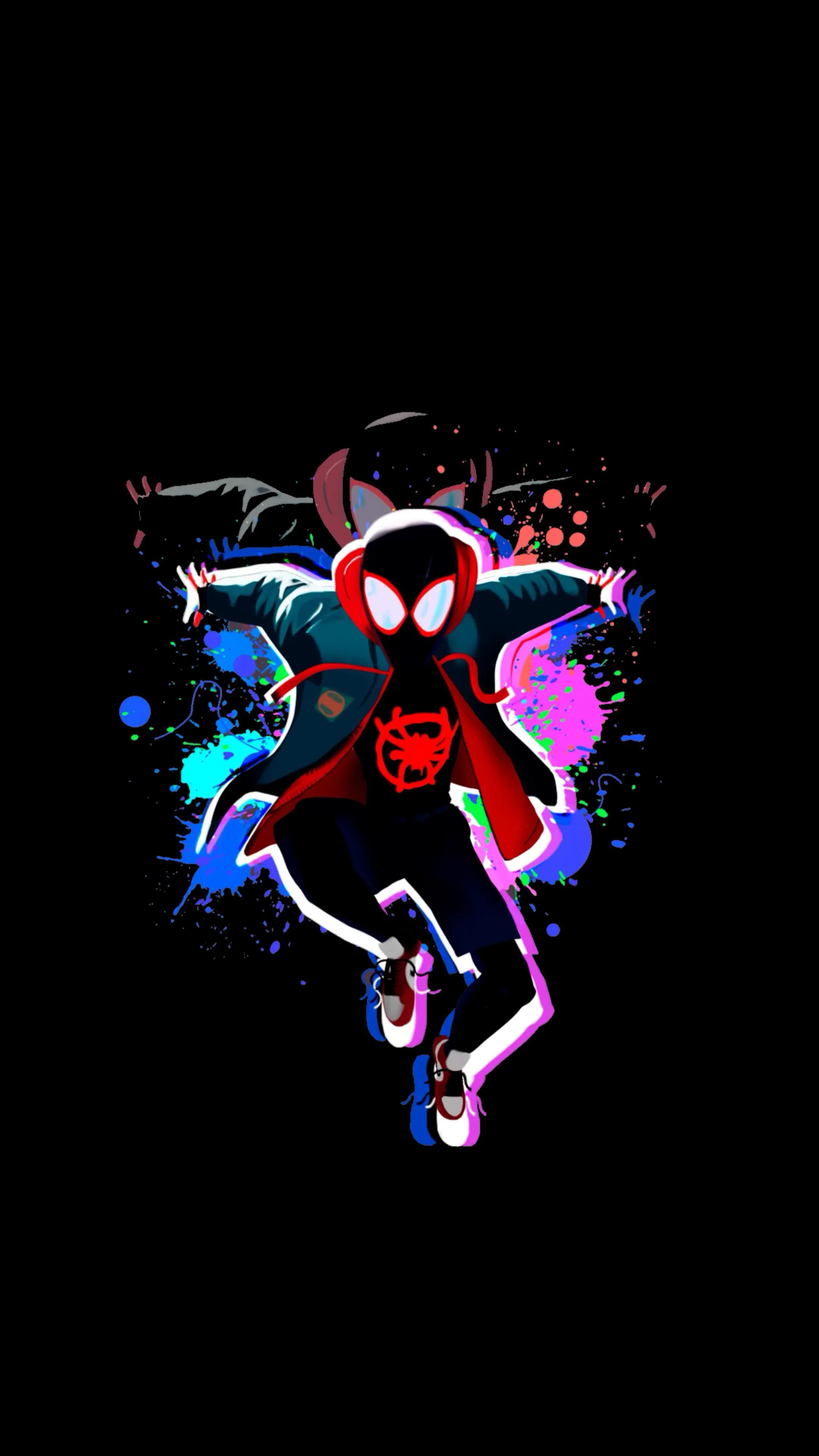 Stylized Hero Leaping with Graffiti Splash Background