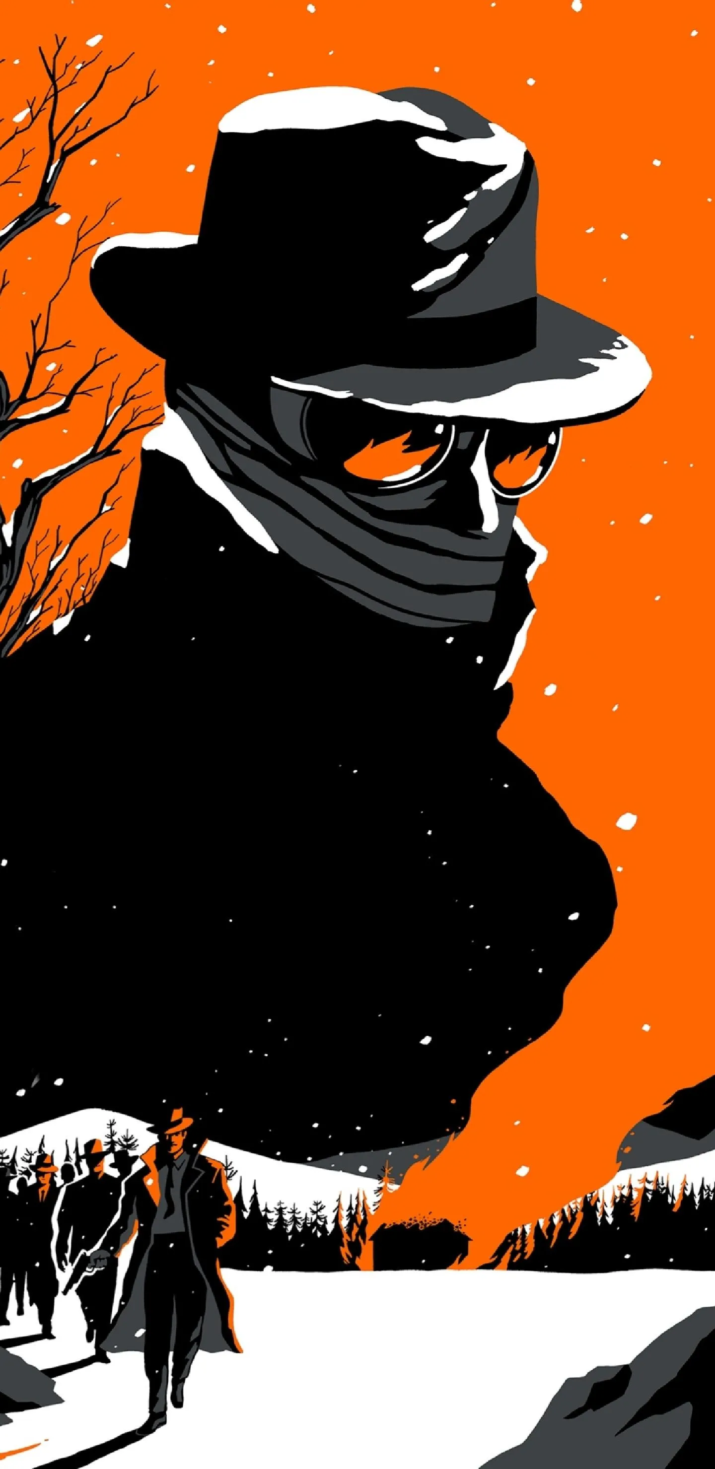 Stylized Man in Orange and Black Noir Graphic Style