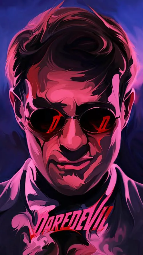 Stylized Portrait Digital Art with Neon Red Effect