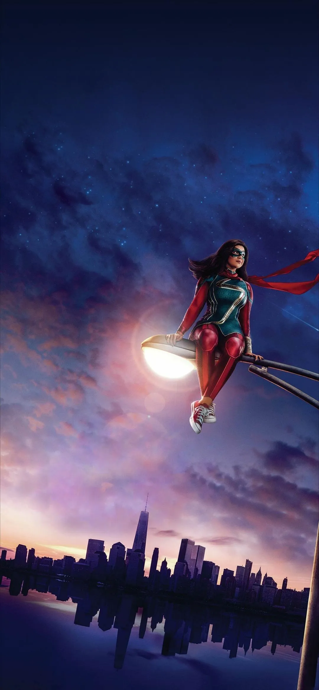 Superhero Girl Flying Cityscape HD Mobile Wallpaper