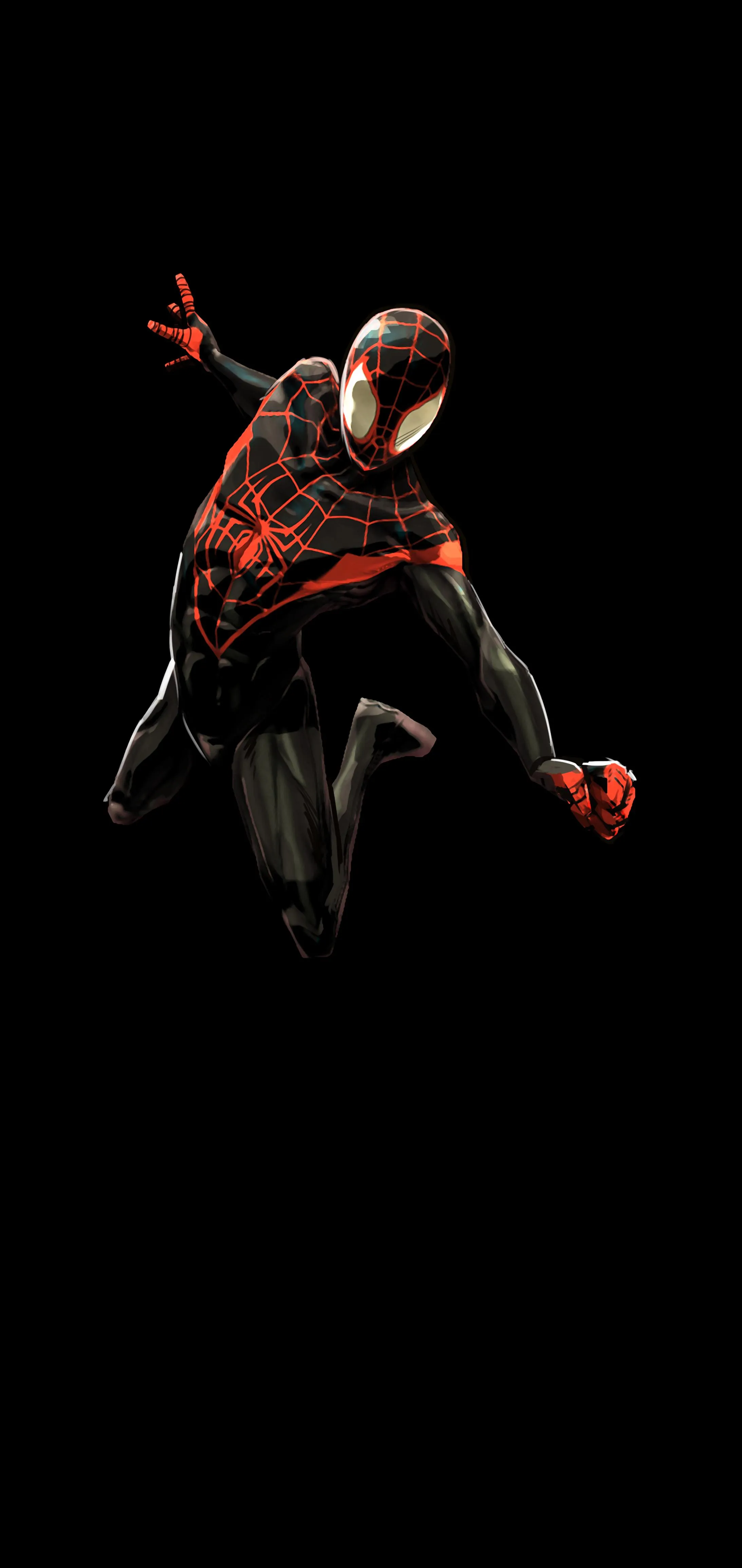 Superhero in dynamic pose on a black background Wallpaper