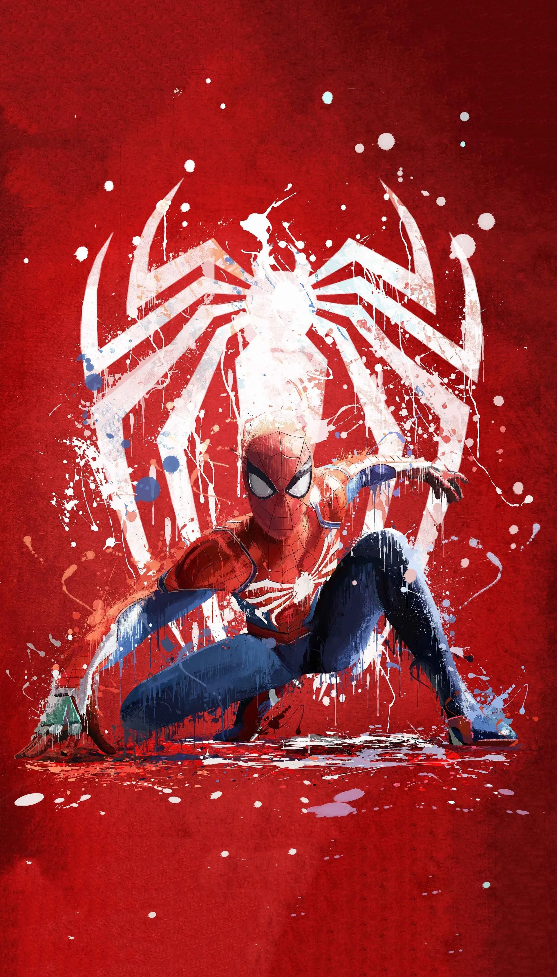 Superhero Themed Red Suit Character Wallpaper Design