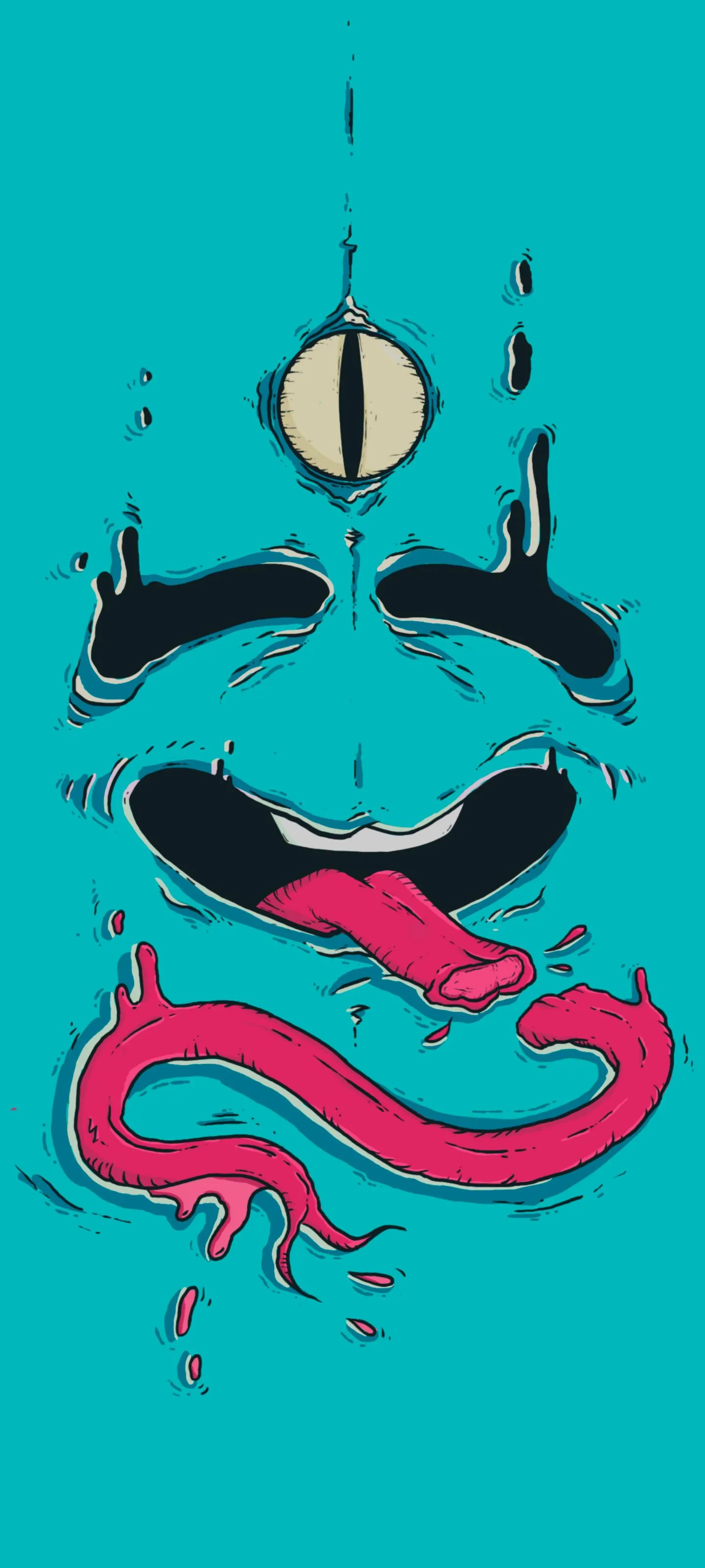 Surreal Creature Emerging with Tentacle and Wide Eye