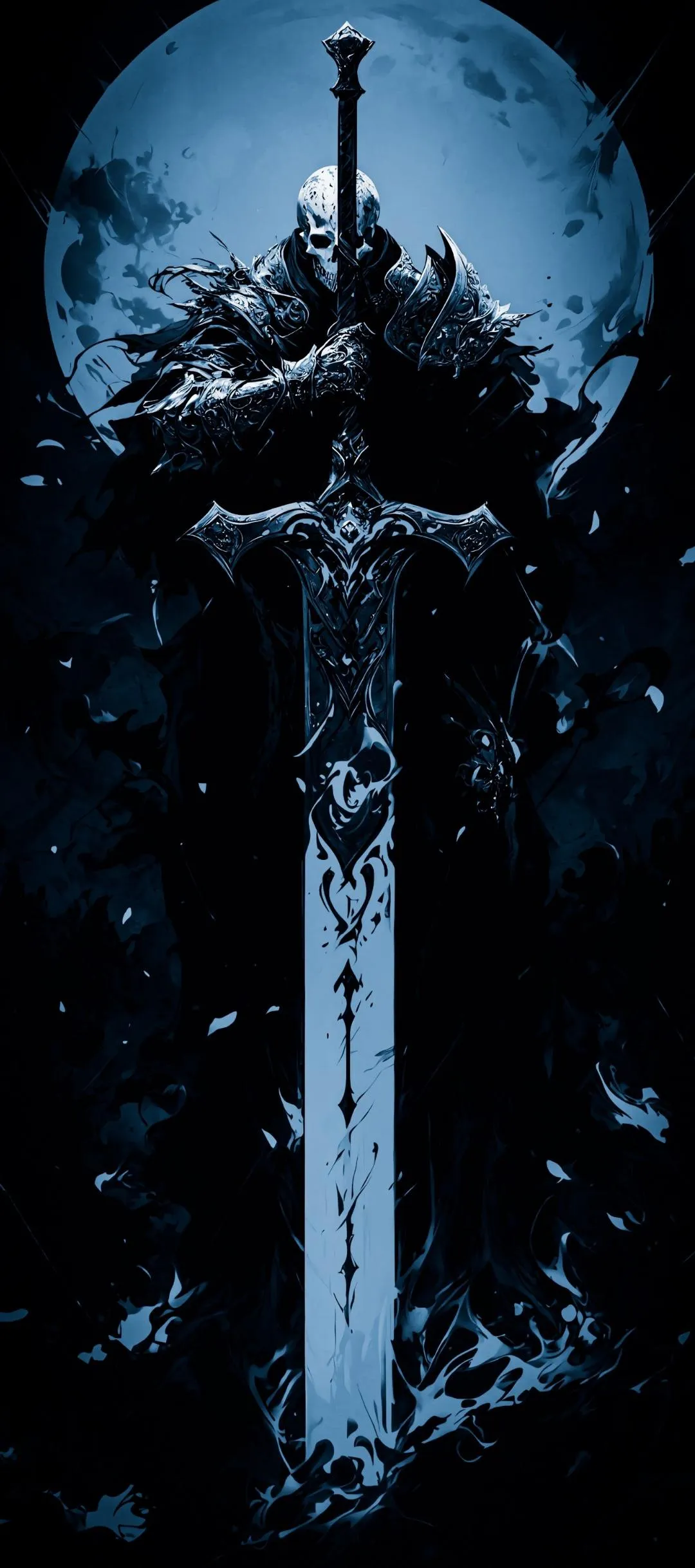 Sword Stuck in Rock with Epic Fantasy Night Background