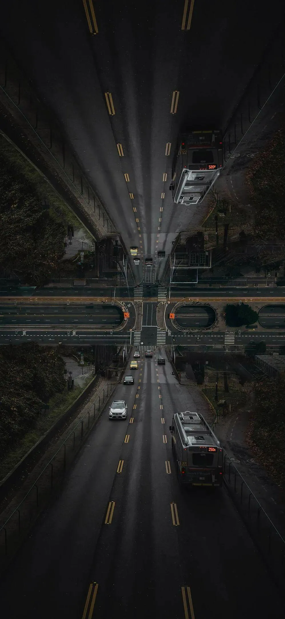 Symmetrical Urban Road Design with Night Lighting image