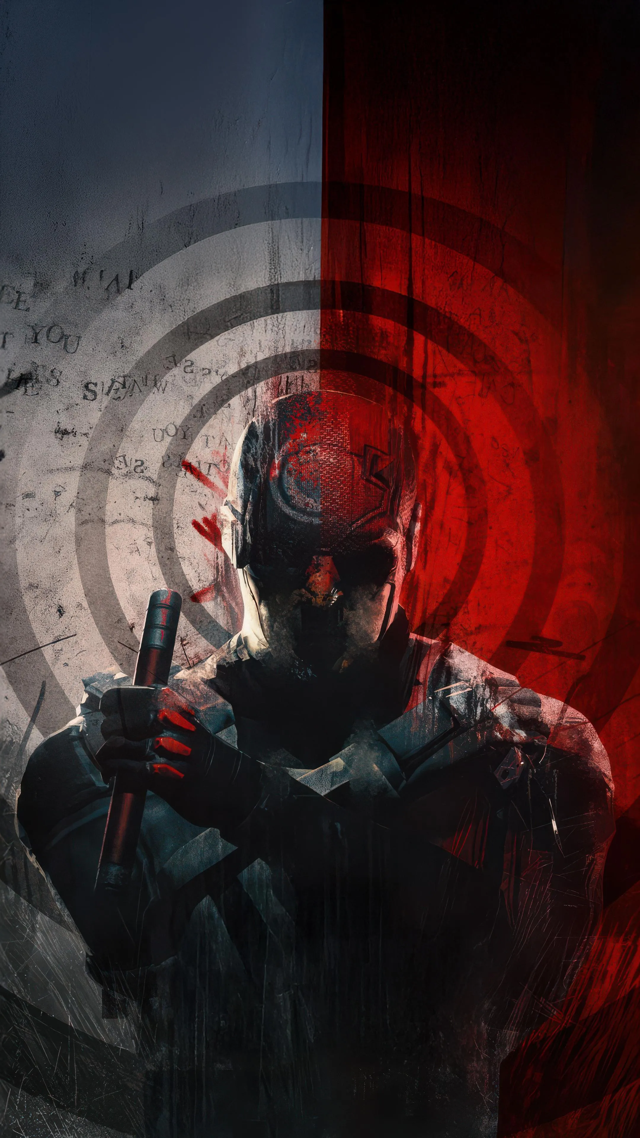 Tactical Warrior in Red Light with Target Graphic Wallpaper